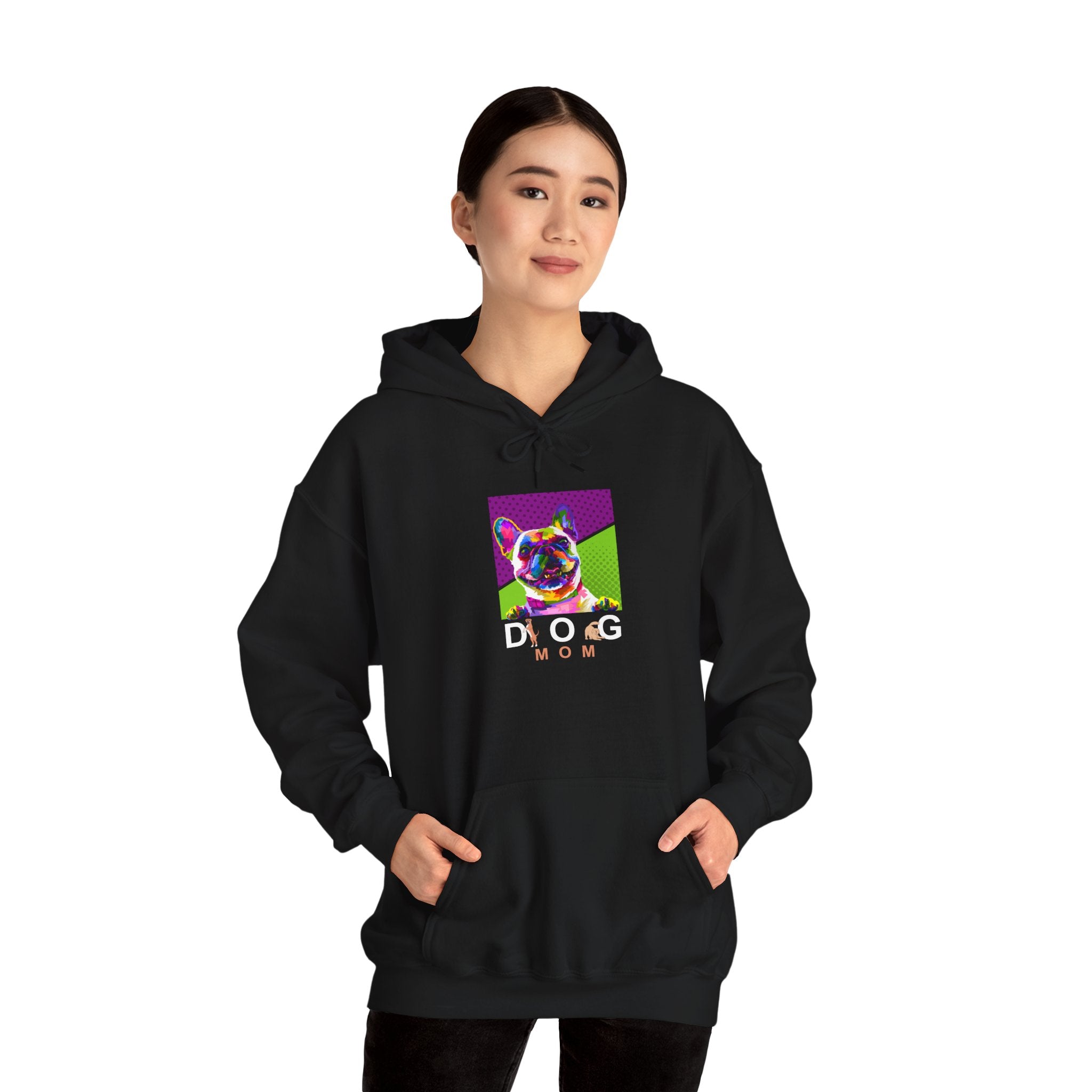 Dog Mom Cool Colorful Dog Printed on Women’s Apparel - Pet Lovers Hoodie - Dog Paw Lovers Unisex Heavy Blend™ Hooded Sweatshirt