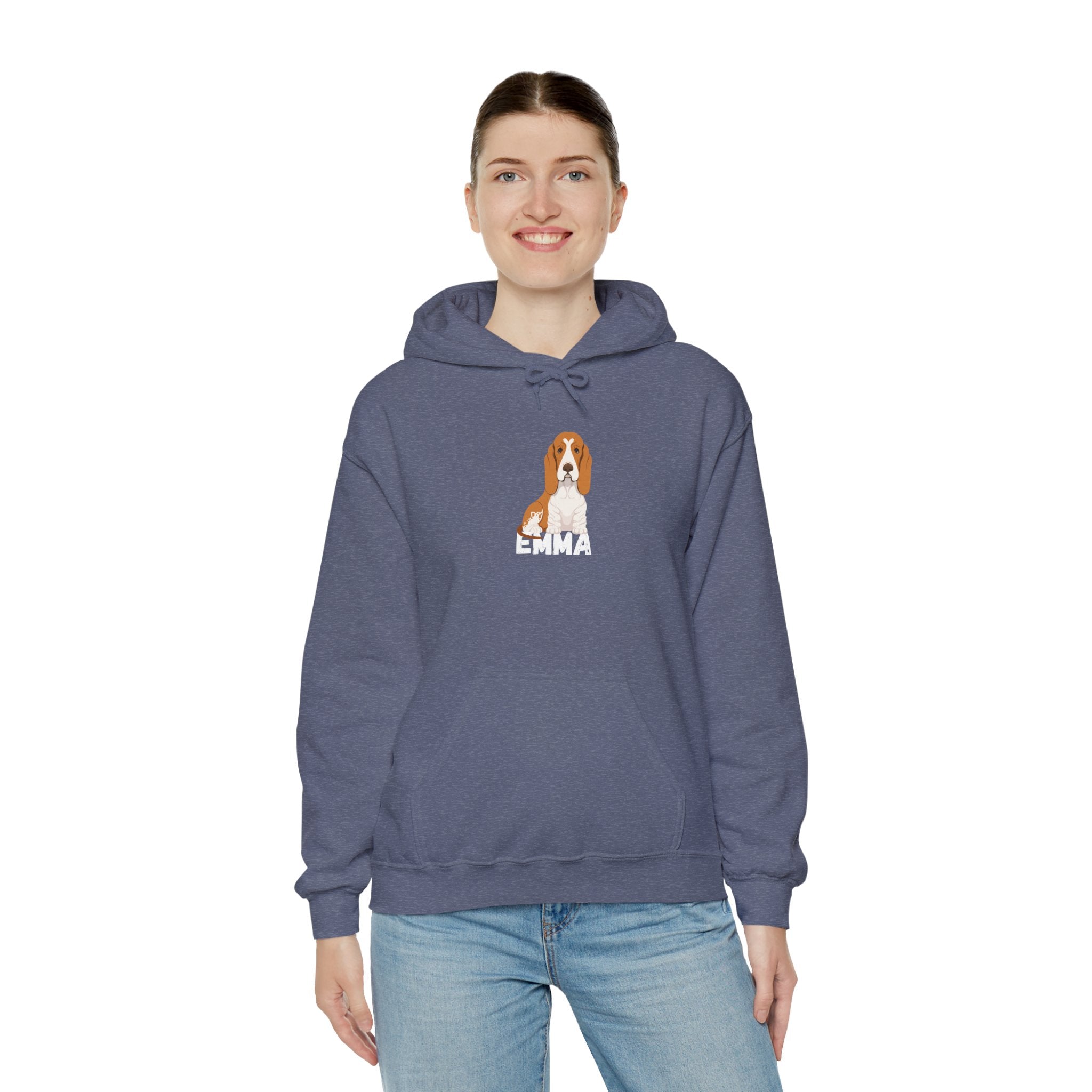 "Emma" Cute Dog Perfect for Proud Dog Moms | Pet Lovers Cute Pet Tees Animal Moms Women’s Apparel - Pet Lovers Hoodie - Dog Paw Lovers Unisex Heavy Blend™ Hooded Sweatshirt