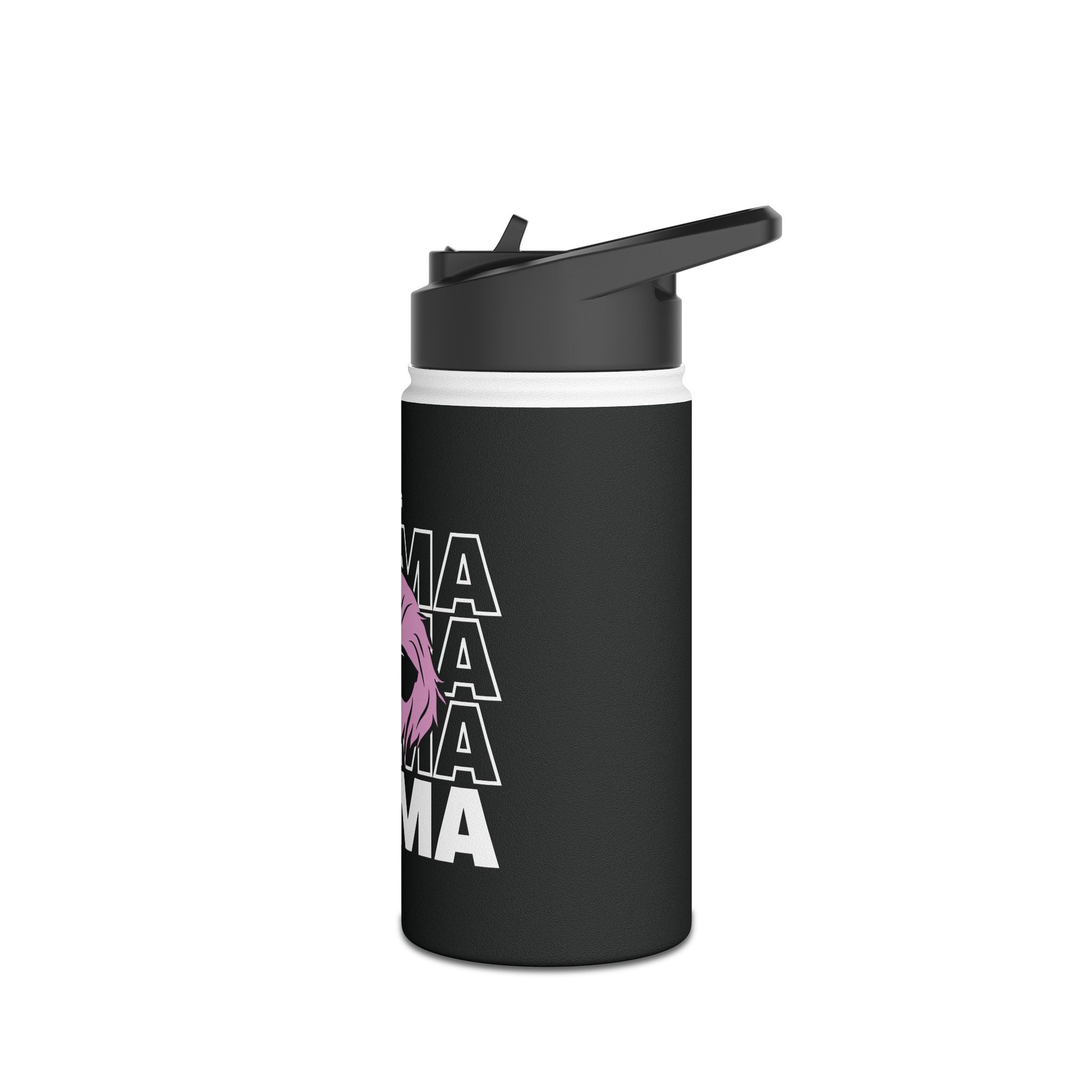 Cool "Dog Mama" T-Shirt with Pink Pup Design - Perfect for Dog Moms Woman | Animal Moms Women’s Apparel - Paw Print With Dog Mom Text Stainless Steel Water Bottle, Standard Lid