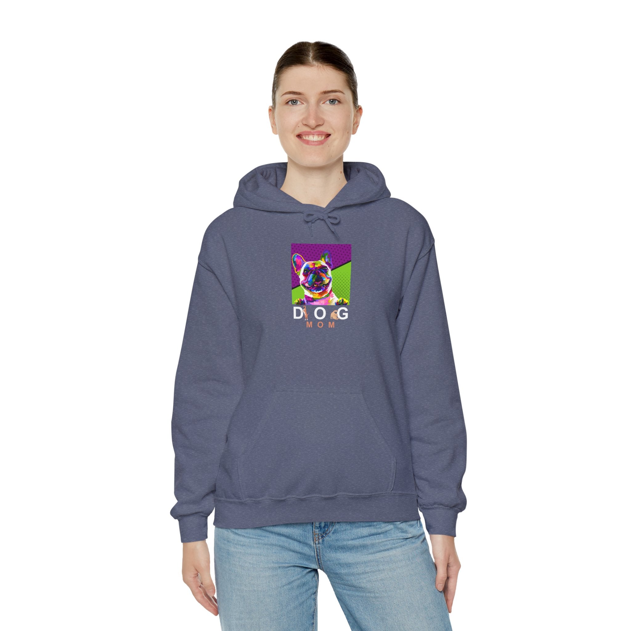 Dog Mom Cool Colorful Dog Printed on Women’s Apparel - Pet Lovers Hoodie - Dog Paw Lovers Unisex Heavy Blend™ Hooded Sweatshirt