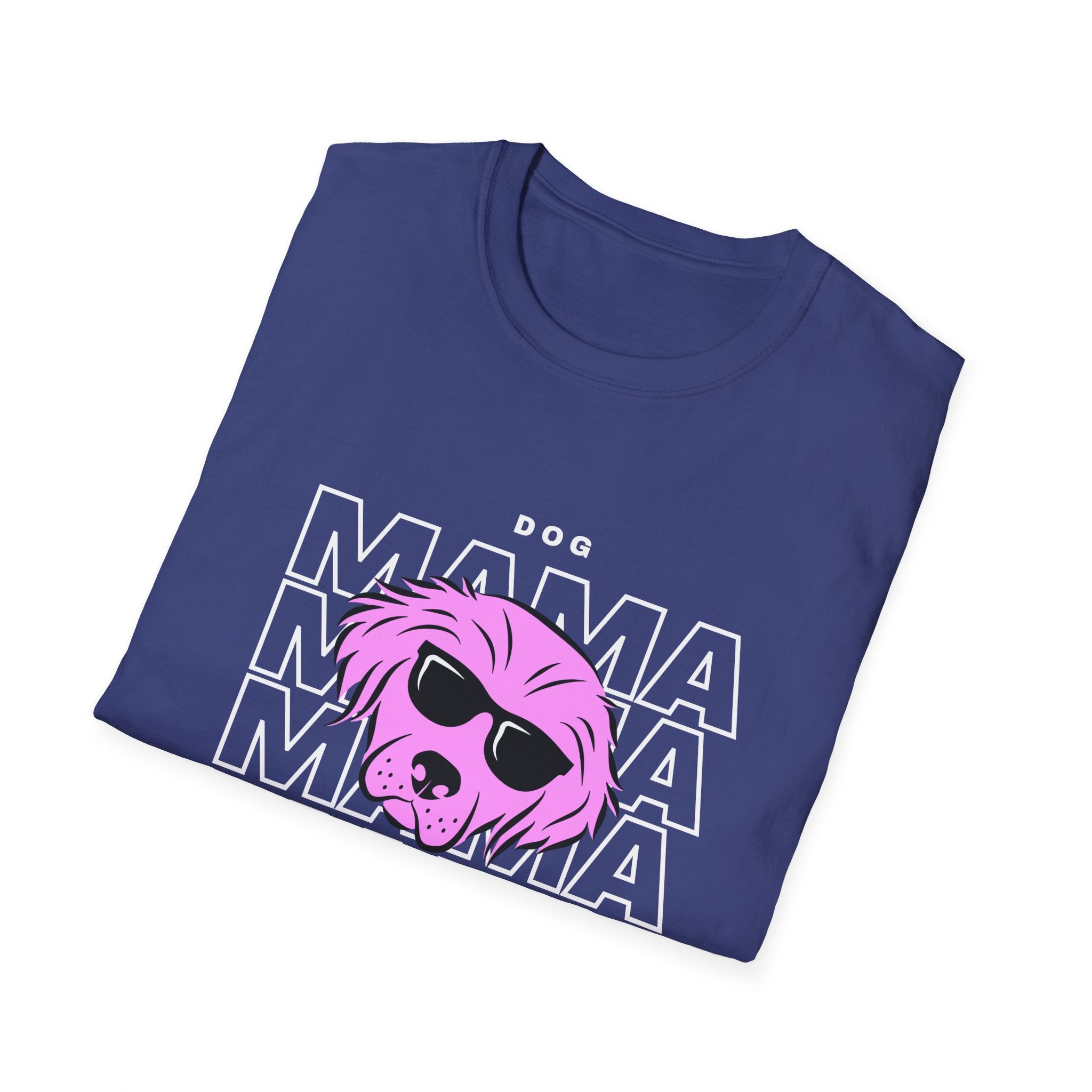 Cool "Dog Mama" T-Shirt with Pink Pup Design - Perfect for Dog Moms Woman | Animal Moms - Dog Lover Paw Shirt - Dog Mom Paw Lover Shirt - Unisex Softstyle T-Shirt