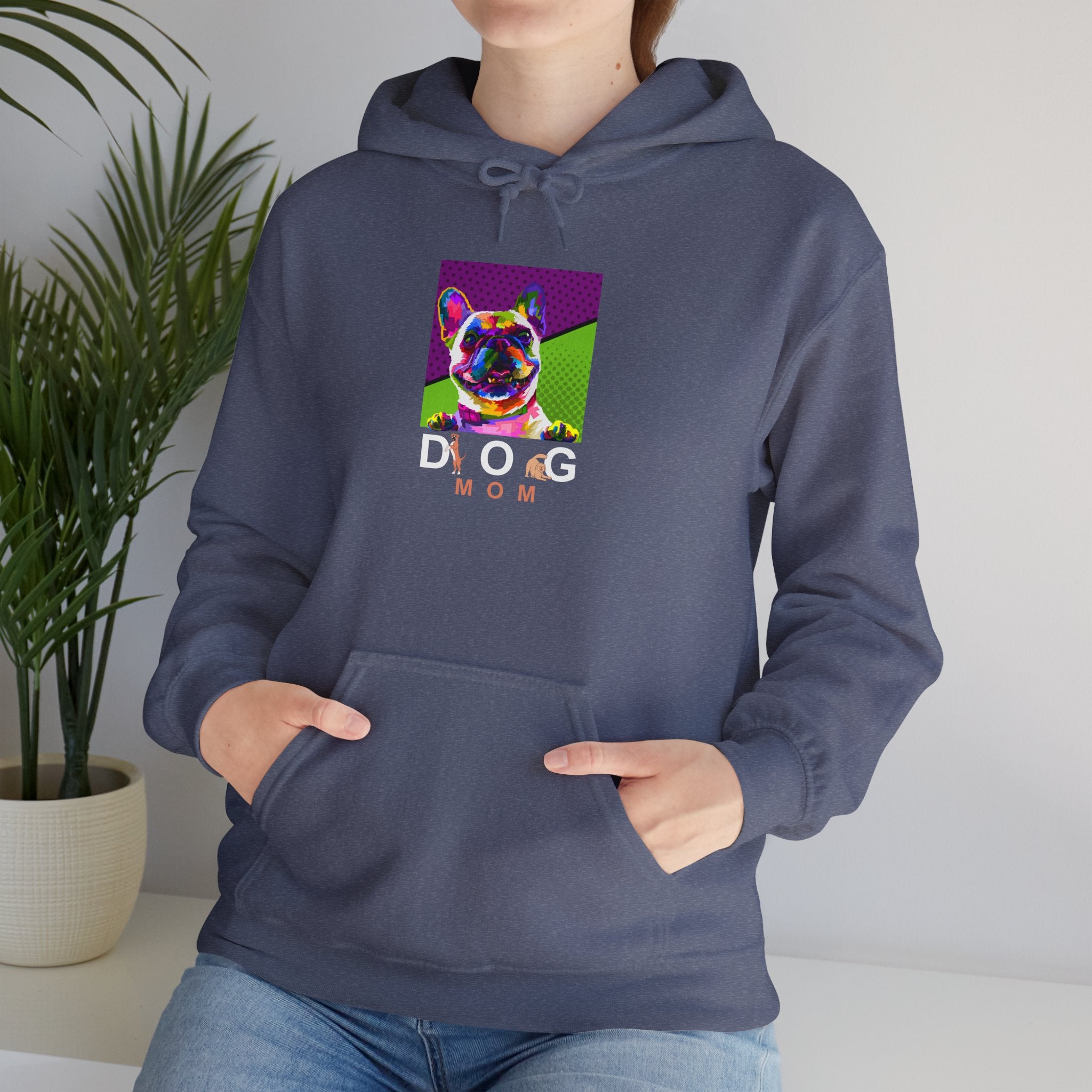 Dog Mom Cool Colorful Dog Printed on Women’s Apparel - Pet Lovers Hoodie - Dog Paw Lovers Unisex Heavy Blend™ Hooded Sweatshirt