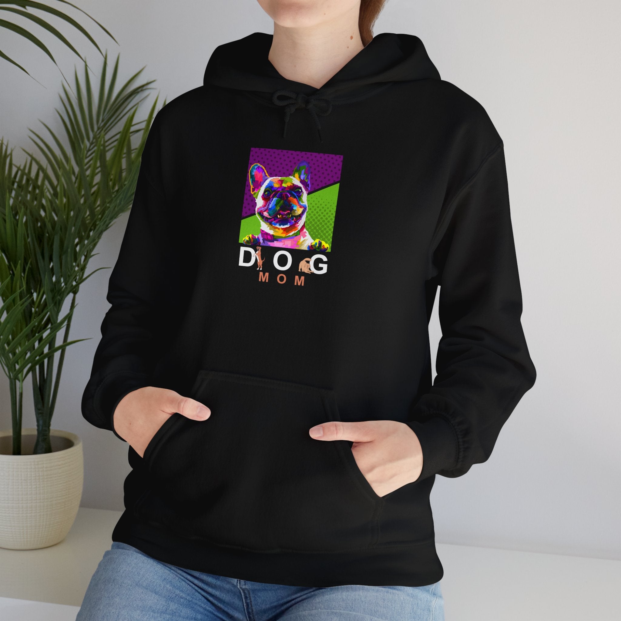 Dog Mom Cool Colorful Dog Printed on Women’s Apparel - Pet Lovers Hoodie - Dog Paw Lovers Unisex Heavy Blend™ Hooded Sweatshirt