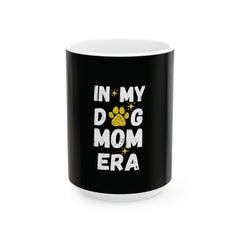 In My Dog Mama Era Funny Paw Art In Yellow - Funny Pet Lover Tee for Dog Moms | Pet Lovers Cute Pet Tees Animal Moms Apparel Dog Lovers - Paw Print Lovers - Pet Lovers Mug Ceramic Mug, (11oz, 15oz)