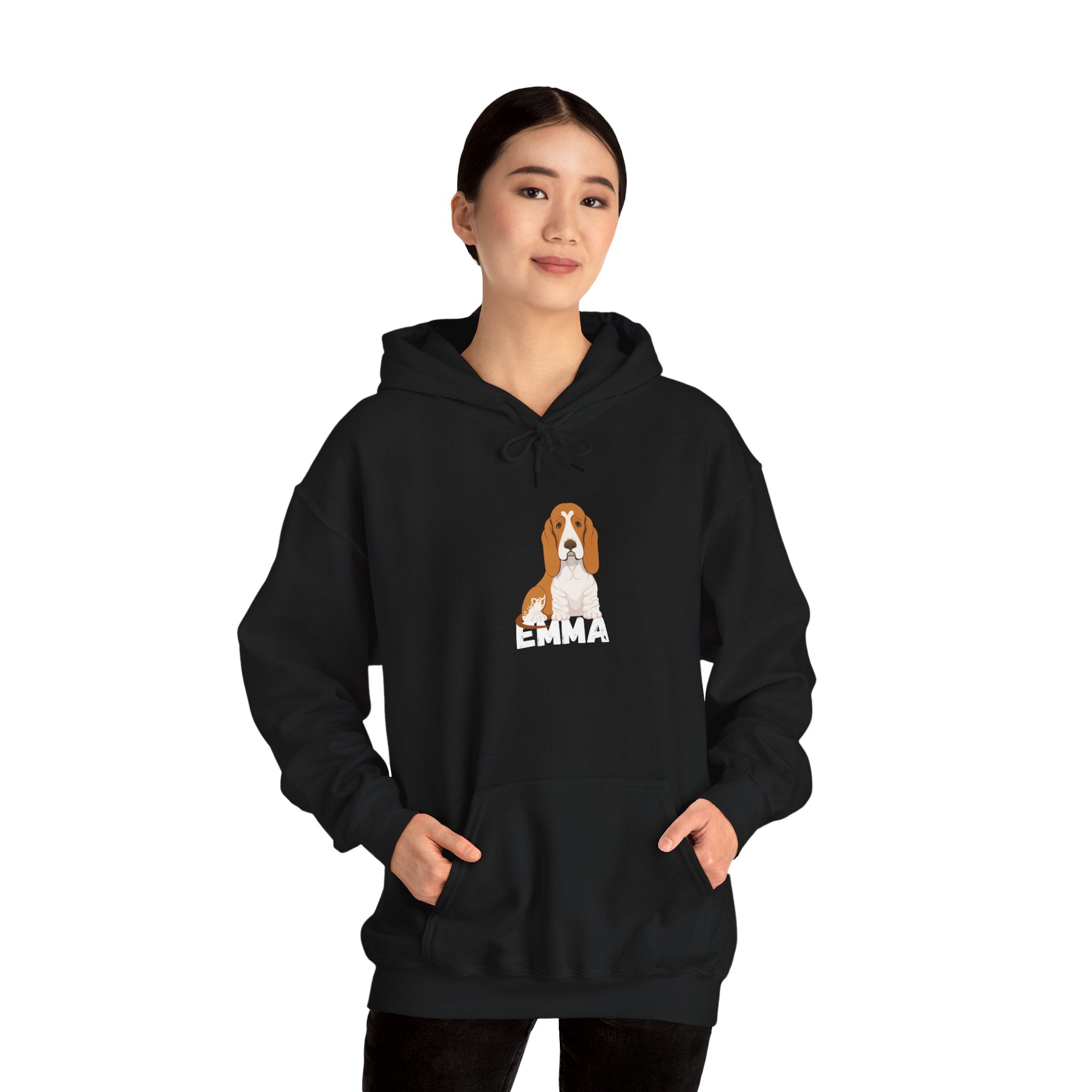 "Emma" Cute Dog Perfect for Proud Dog Moms | Pet Lovers Cute Pet Tees Animal Moms Women’s Apparel - Pet Lovers Hoodie - Dog Paw Lovers Unisex Heavy Blend™ Hooded Sweatshirt