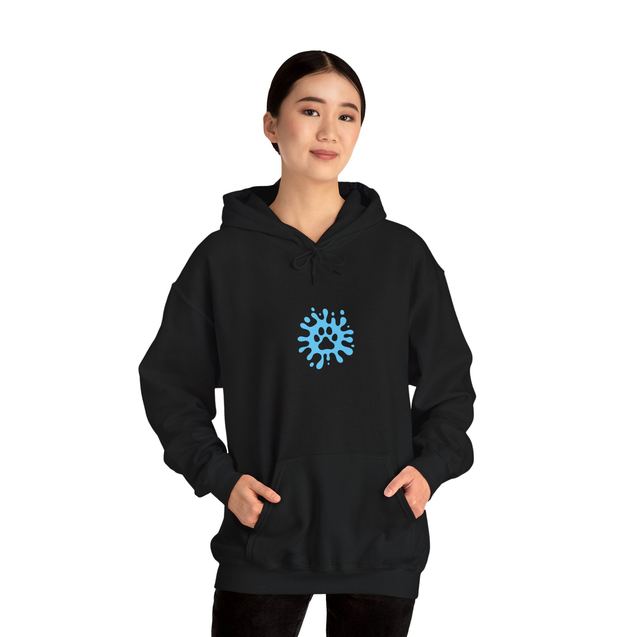 Dog Mom Minimalist Blue Paw Print Splash Design for Proud Pet Lovers | Pet Lovers Cute Pet Tees Animal Moms Women’s Apparel - Pet Lovers Hoodie - Dog Paw Lovers Unisex Heavy Blend™ Hooded Sweatshirt