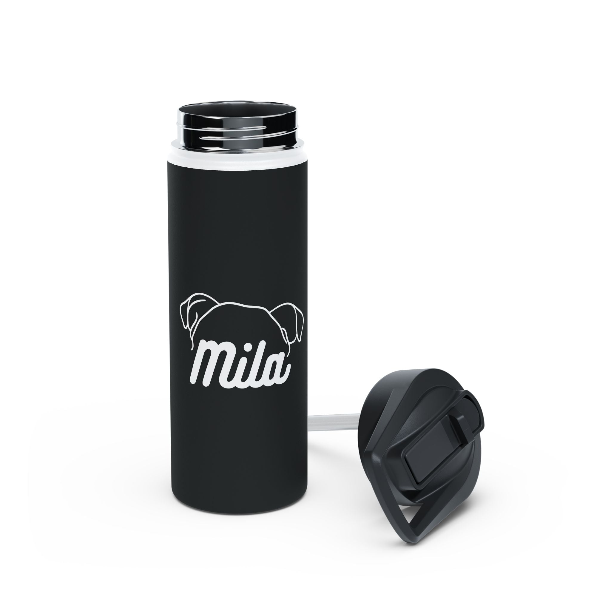 Customise Your Name, Personalised For Dog Name | Animal Moms Women’s Apparel - Paw Print With Dog Mom Text Stainless Steel Water Bottle, Standard Lid