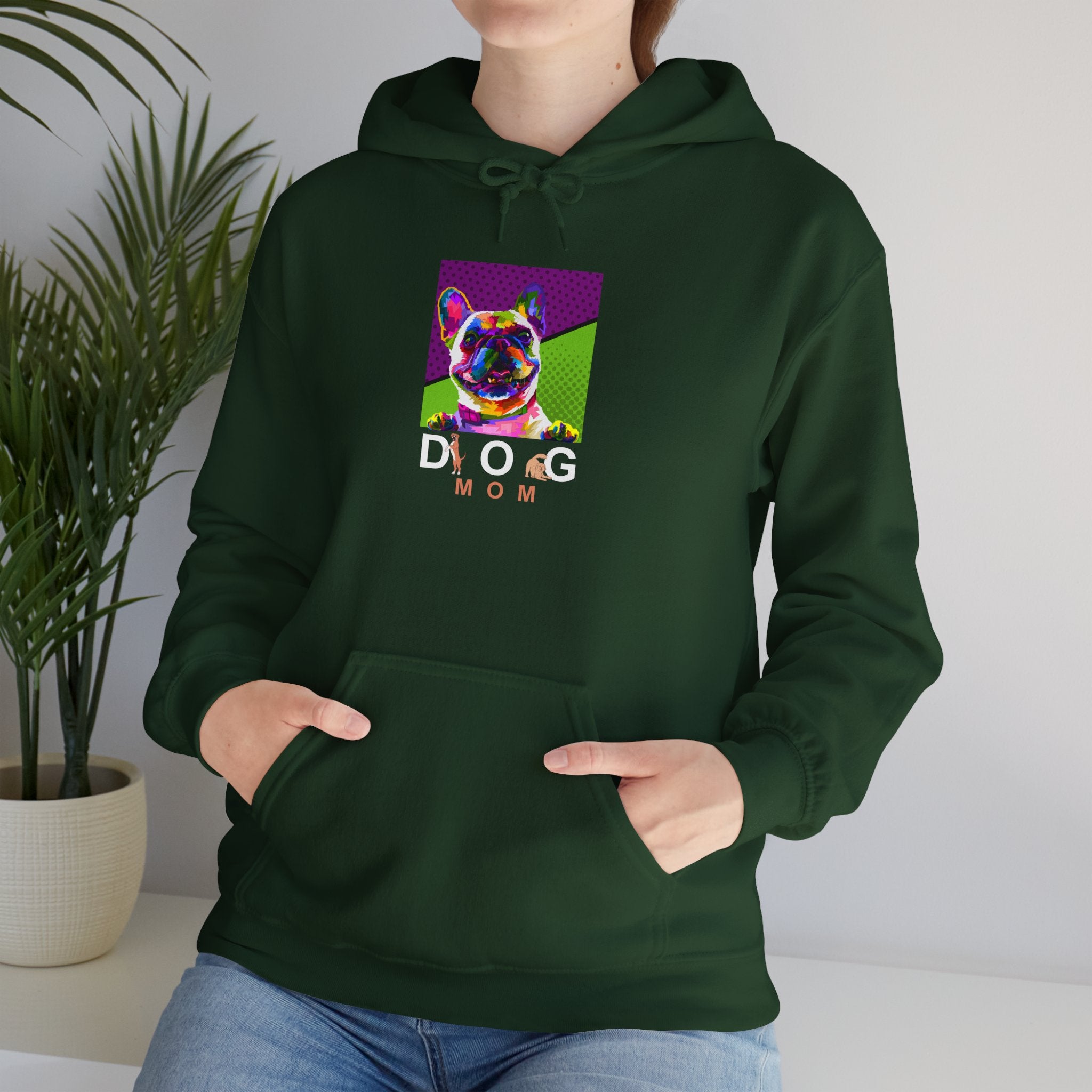 Dog Mom Cool Colorful Dog Printed on Women’s Apparel - Pet Lovers Hoodie - Dog Paw Lovers Unisex Heavy Blend™ Hooded Sweatshirt