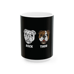 Rock & Thor Customizable Art With The Dog Names - Funny Pet Lover Tee for Dog Moms | Pet Lovers Cute Pet Tees Animal Moms Apparel Dog Lovers - Paw Print Lovers - Pet Lovers Mug Ceramic Mug, (11oz, 15oz)