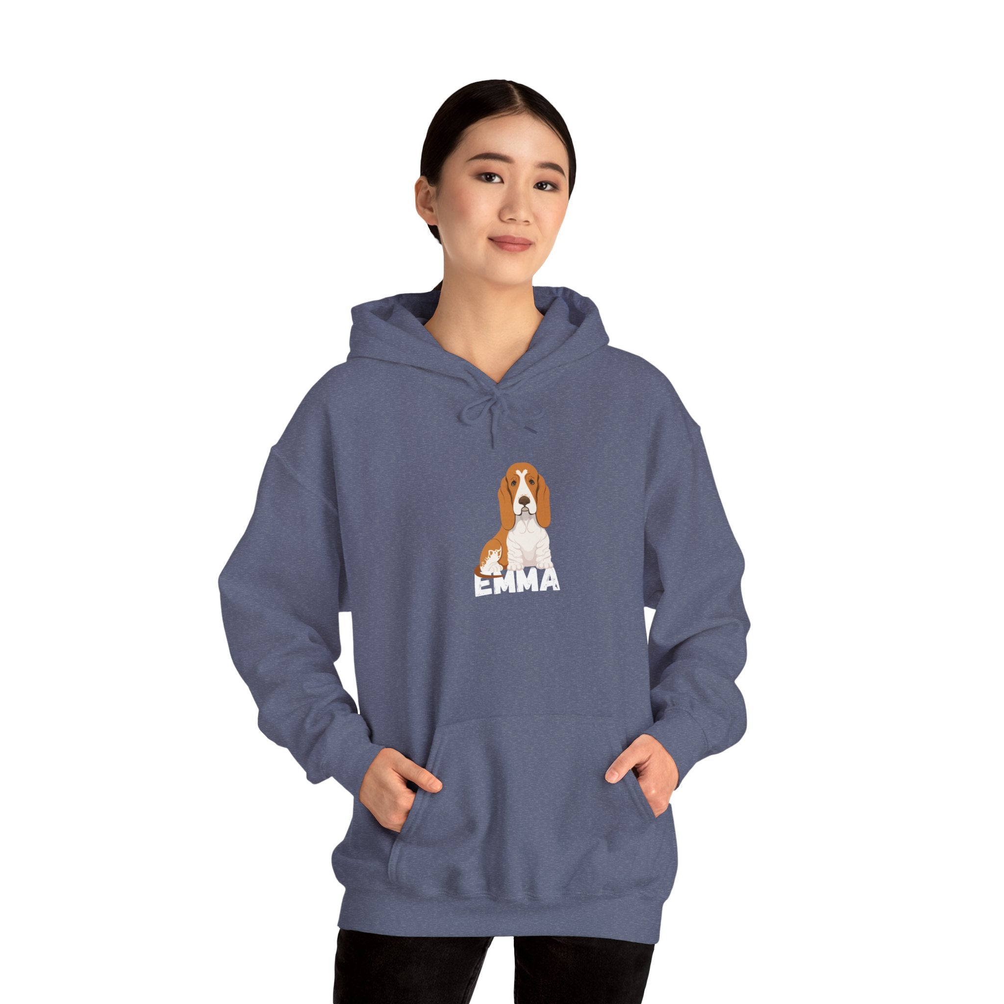 "Emma" Cute Dog Perfect for Proud Dog Moms | Pet Lovers Cute Pet Tees Animal Moms Women’s Apparel - Pet Lovers Hoodie - Dog Paw Lovers Unisex Heavy Blend™ Hooded Sweatshirt