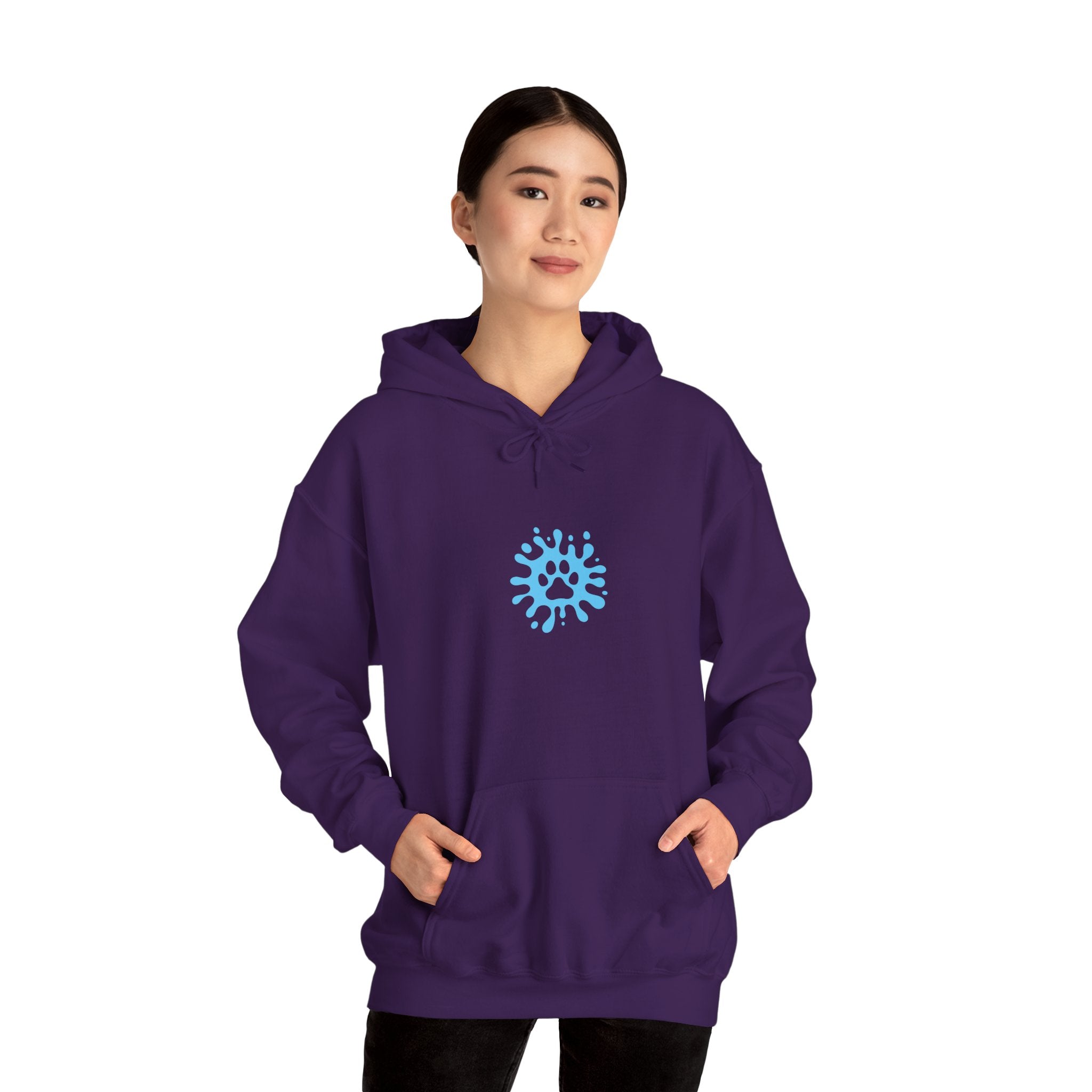 Dog Mom Minimalist Blue Paw Print Splash Design for Proud Pet Lovers | Pet Lovers Cute Pet Tees Animal Moms Women’s Apparel - Pet Lovers Hoodie - Dog Paw Lovers Unisex Heavy Blend™ Hooded Sweatshirt