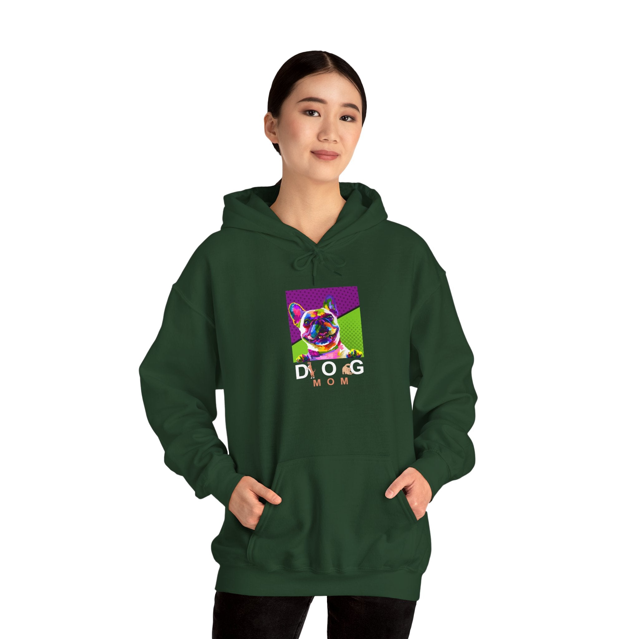 Dog Mom Cool Colorful Dog Printed on Women’s Apparel - Pet Lovers Hoodie - Dog Paw Lovers Unisex Heavy Blend™ Hooded Sweatshirt