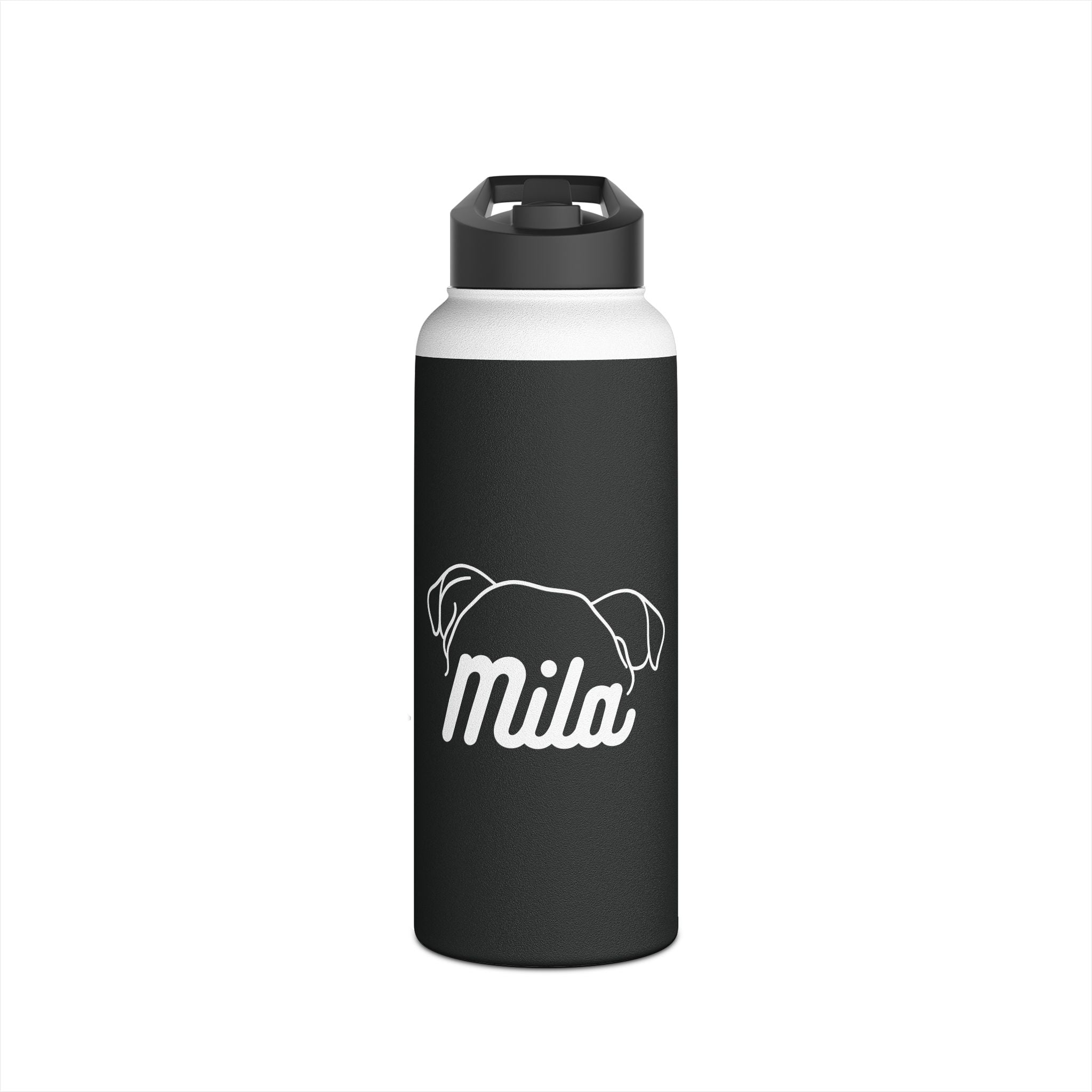 Customise Your Name, Personalised For Dog Name | Animal Moms Women’s Apparel - Paw Print With Dog Mom Text Stainless Steel Water Bottle, Standard Lid