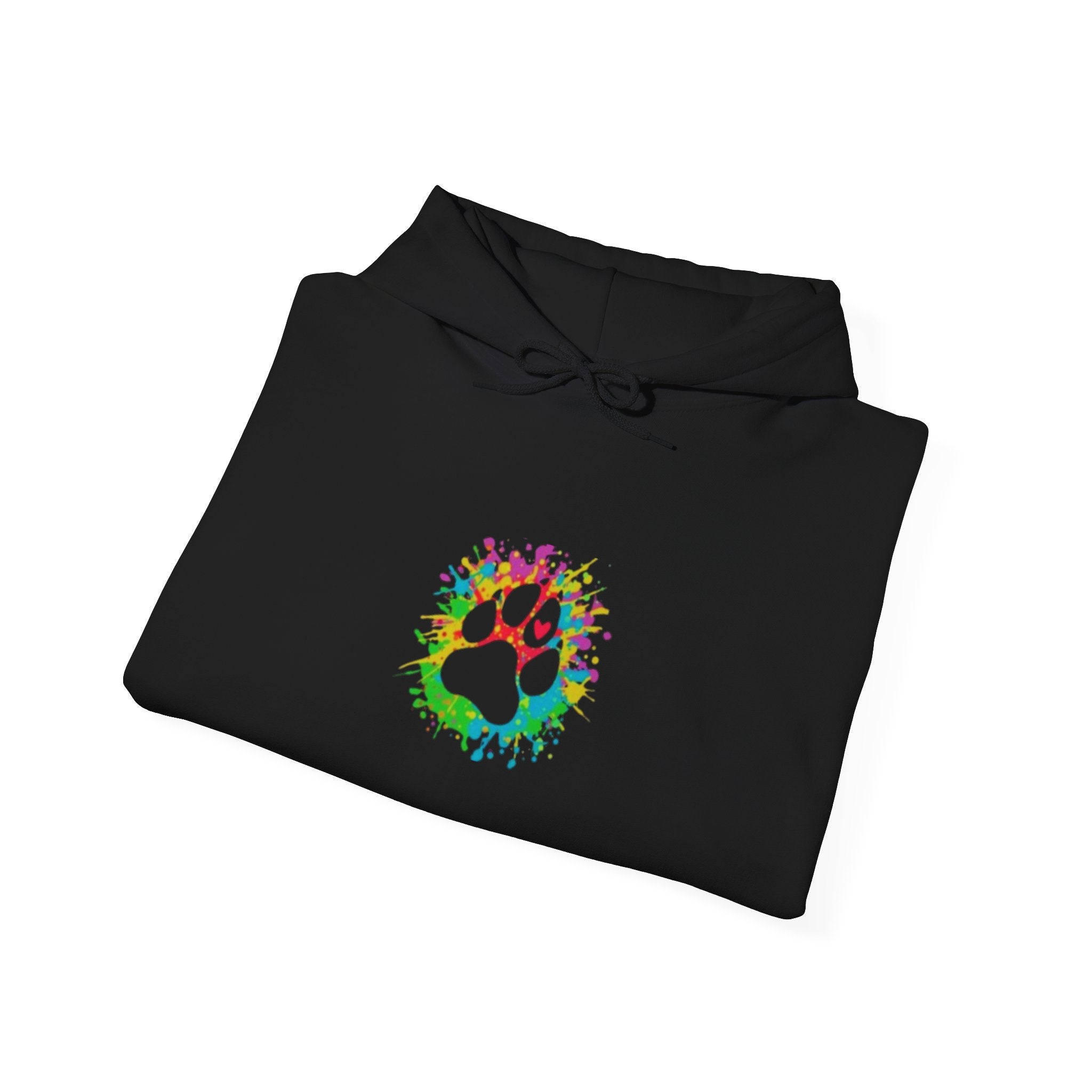 Cool Colorful Paw Print with Color Splashes - Funny Pet Lover Tee for Dog Moms | Pet Lovers Cute Pet Tees Animal Moms Women’s Apparel - Pet Lovers Hoodie - Dog Paw Lovers Unisex Heavy Blend™ Hooded Sweatshirt