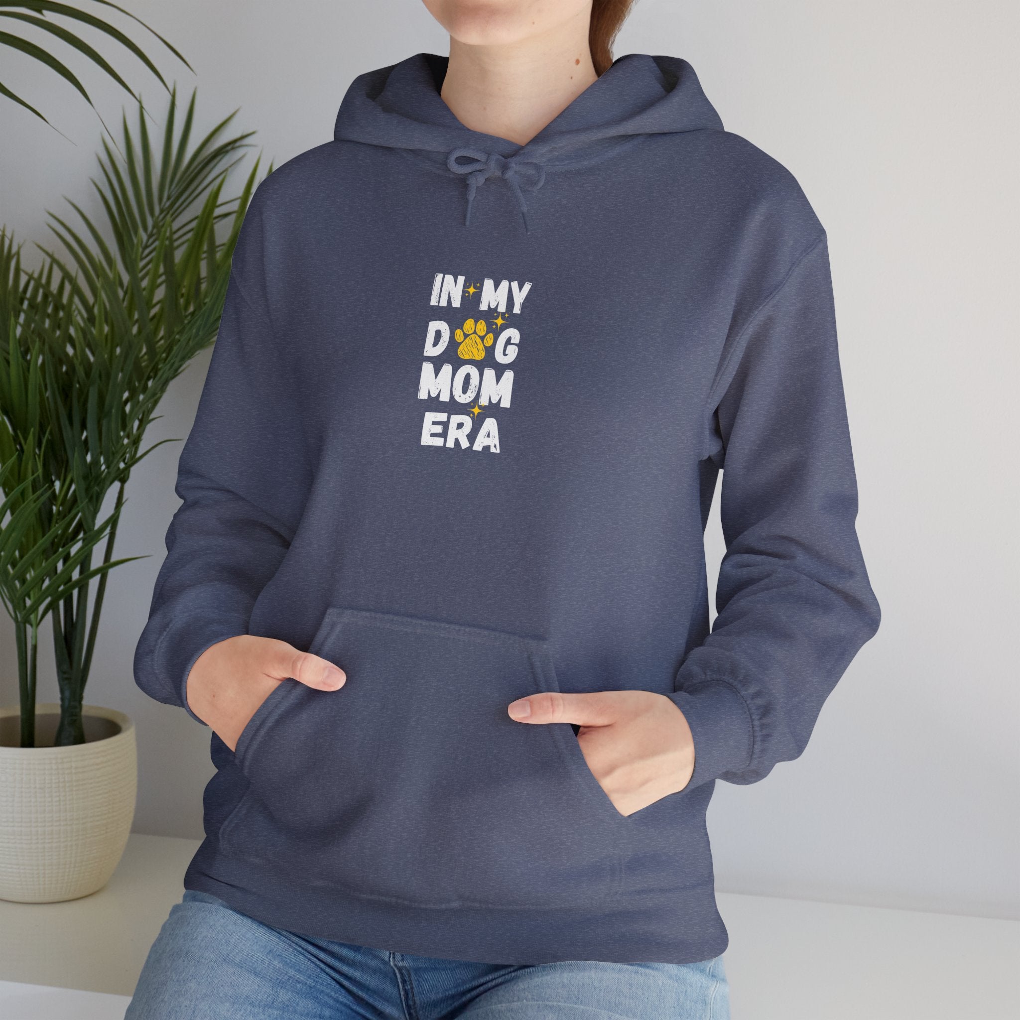 In My Dog Mama Era Funny Paw Art In Yellow - Funny Pet Lover Tee for Dog Moms | Pet Lovers Cute Pet Tees Animal Moms Women’s Apparel - Pet Lovers Hoodie - Dog Paw Lovers Unisex Heavy Blend™ Hooded Sweatshirt