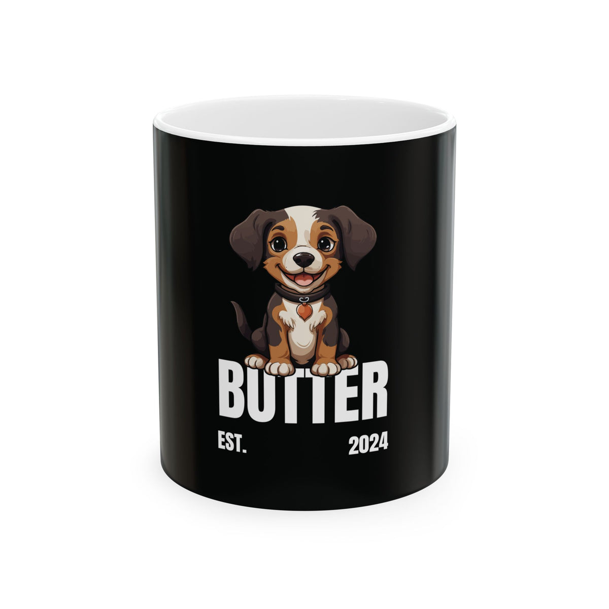 Cute Dog "Butter" Est. 2024 - Funny Pet Lover Tee for Dog Moms | Pet Lovers Cute Pet Tees Animal Moms Apparel Dog Lovers - Paw Print Lovers - Pet Lovers Mug Ceramic Mug, (11oz, 15oz)