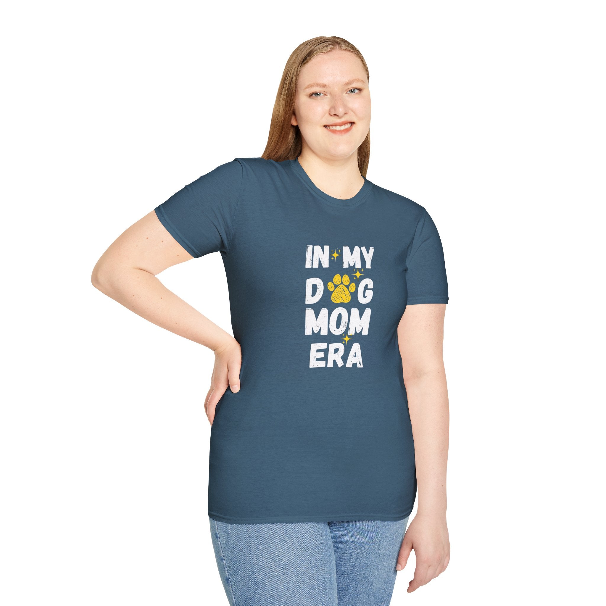 In My Dog Mama Era Cool Paw Art - Funny Pet Lover Tee for Dog Moms | Pet Lovers Cute Pet Tees with Dog and Woman | Animal Moms - Dog Lover Paw Shirt - Dog Mom Paw Lover Shirt - Unisex Softstyle T-Shirt