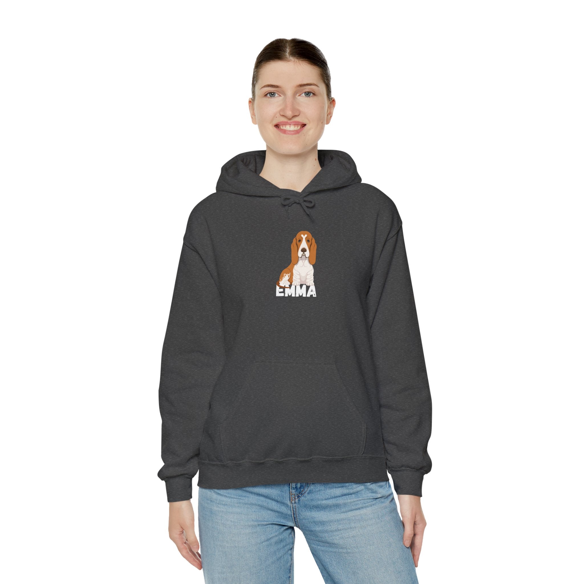 "Emma" Cute Dog Perfect for Proud Dog Moms | Pet Lovers Cute Pet Tees Animal Moms Women’s Apparel - Pet Lovers Hoodie - Dog Paw Lovers Unisex Heavy Blend™ Hooded Sweatshirt