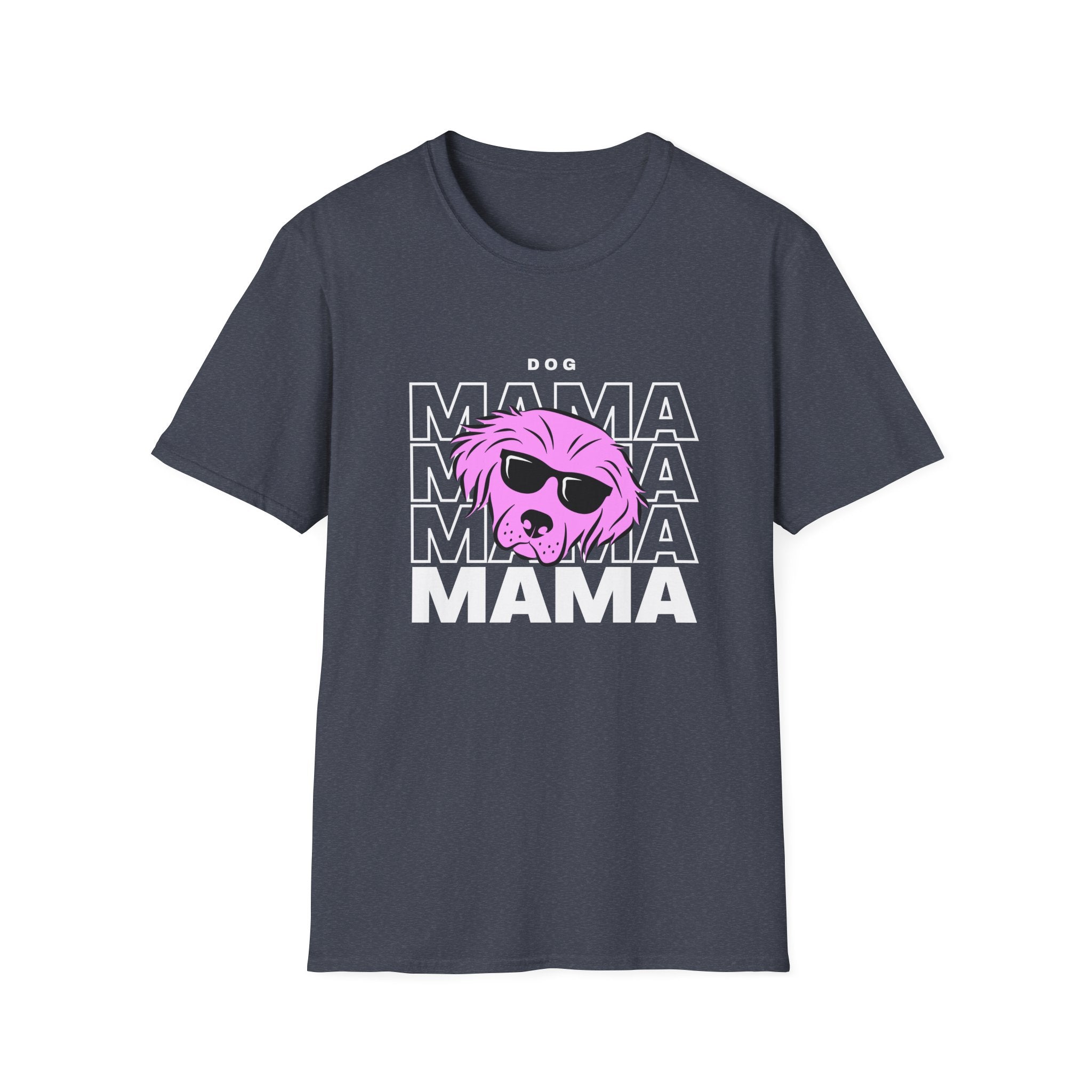 Cool "Dog Mama" T-Shirt with Pink Pup Design - Perfect for Dog Moms Woman | Animal Moms - Dog Lover Paw Shirt - Dog Mom Paw Lover Shirt - Unisex Softstyle T-Shirt