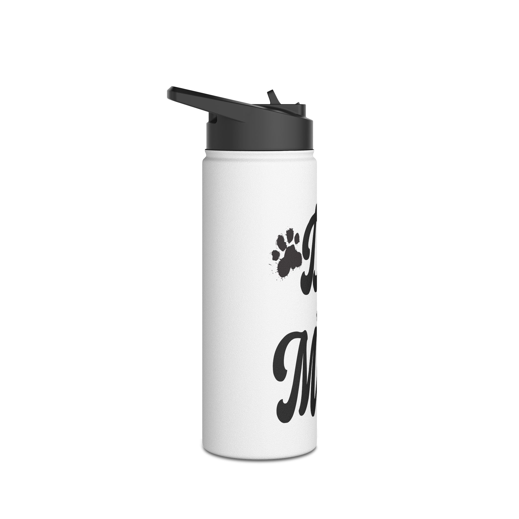 Dog Mom Paw Print For Dog Lovers - Paw Print With Dog Mom Text Stainless Steel Water Bottle, Standard Lid