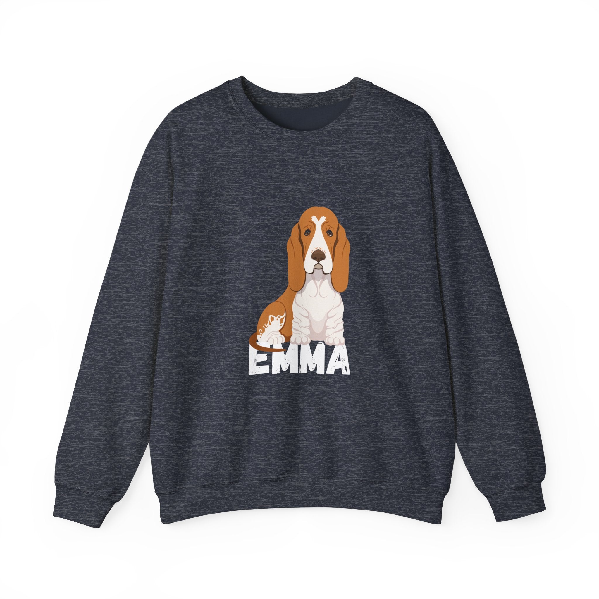 "Emma" Cute Dog Perfect for Proud Dog Moms | Pet Lovers Cute Pet Tees Design with Dog and Woman | Animal Moms | Animal Moms - Dog Owners Sweatshirt - Dog Lovers Sweatshirt - Unisex Heavy Blend™ Crewneck Sweatshirt