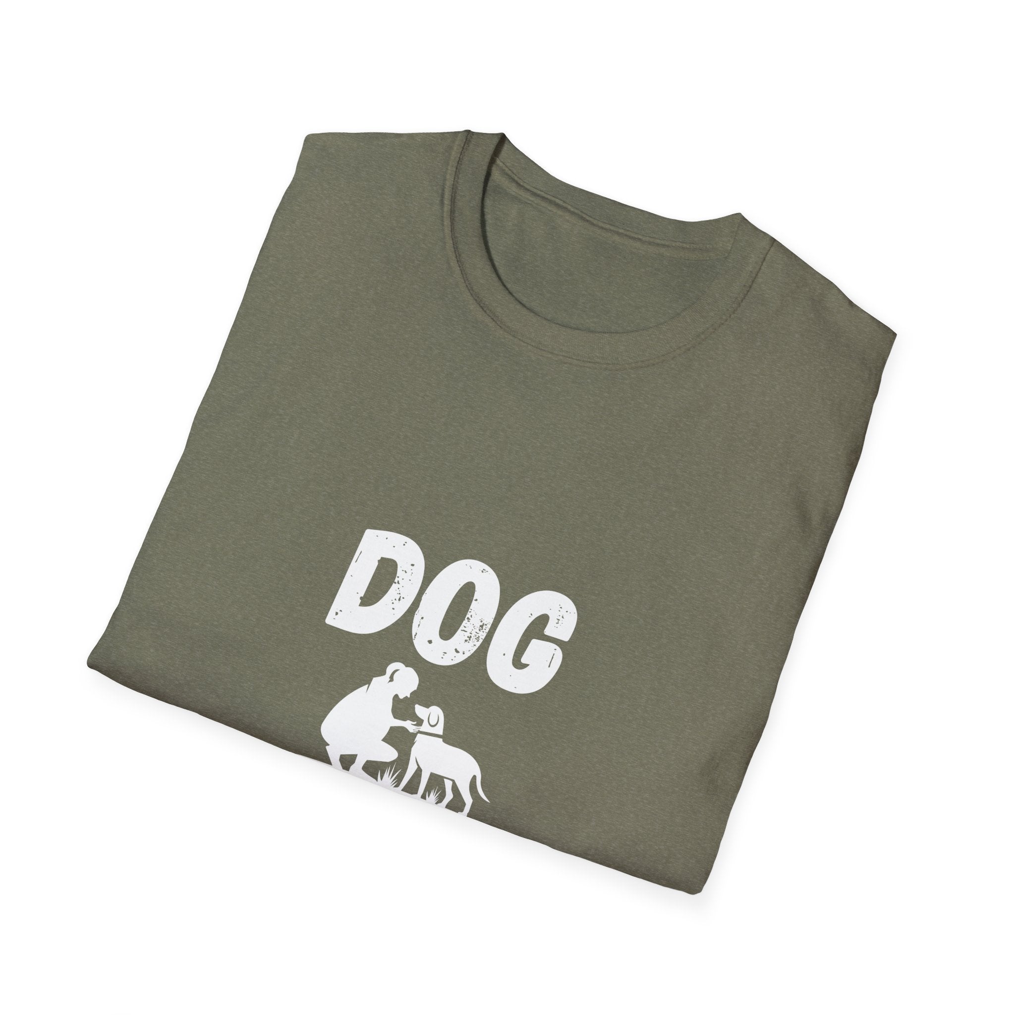 Dog Paw Printed On Heartbeat for Dog Lovers - Funny Pet Lover Tee for Dog Moms | Pet Lovers Cute Pet Tees with Dog and Woman | Animal Moms - Dog Lover Paw Shirt - Dog Mom Paw Lover Shirt - Unisex Softstyle T-Shirt