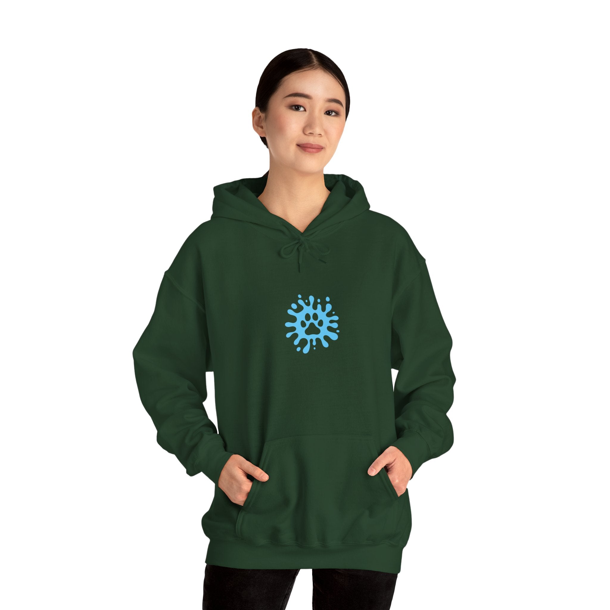 Dog Mom Minimalist Blue Paw Print Splash Design for Proud Pet Lovers | Pet Lovers Cute Pet Tees Animal Moms Women’s Apparel - Pet Lovers Hoodie - Dog Paw Lovers Unisex Heavy Blend™ Hooded Sweatshirt