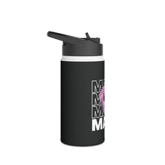 Cool "Dog Mama" T-Shirt with Pink Pup Design - Perfect for Dog Moms Woman | Animal Moms Women’s Apparel - Paw Print With Dog Mom Text Stainless Steel Water Bottle, Standard Lid