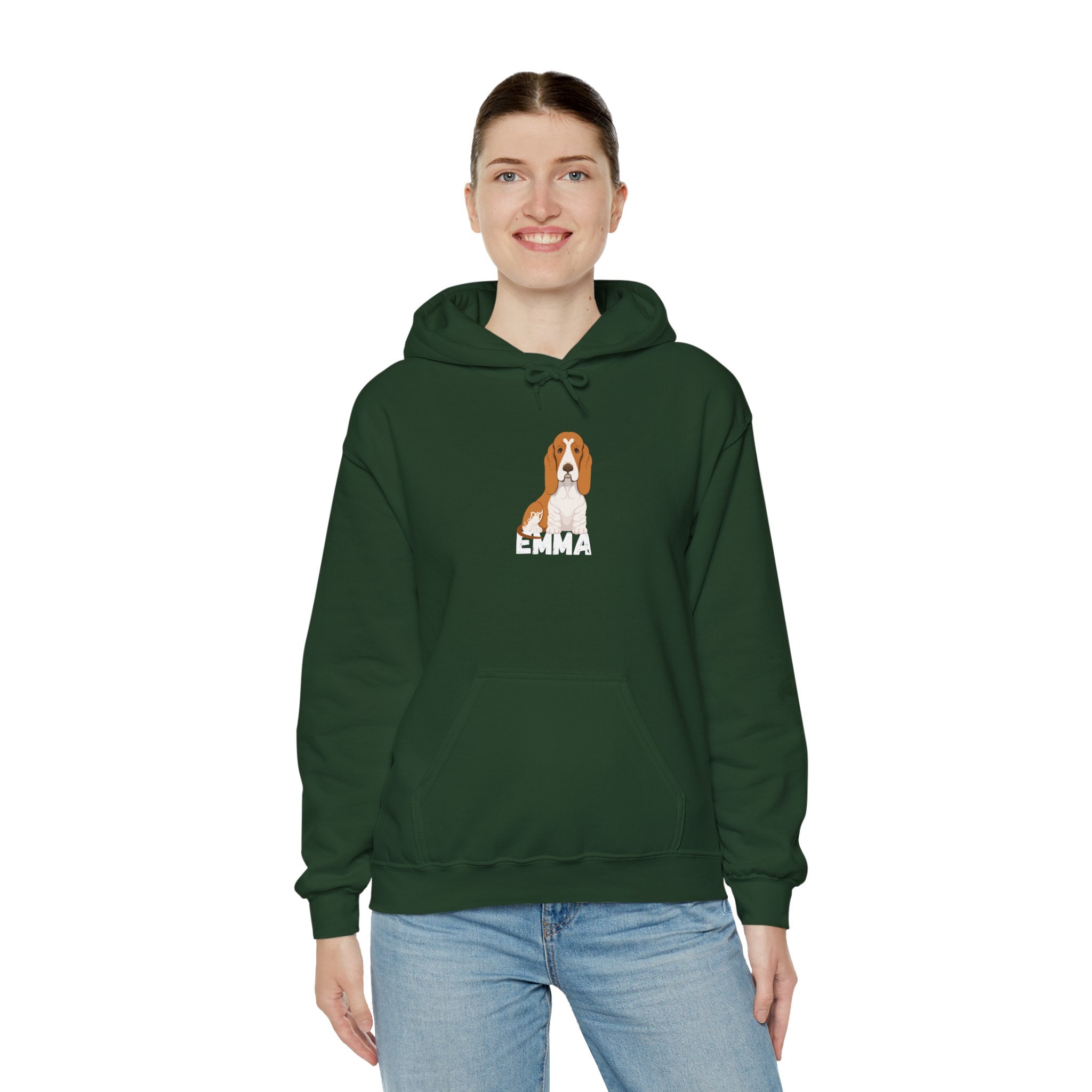 "Emma" Cute Dog Perfect for Proud Dog Moms | Pet Lovers Cute Pet Tees Animal Moms Women’s Apparel - Pet Lovers Hoodie - Dog Paw Lovers Unisex Heavy Blend™ Hooded Sweatshirt