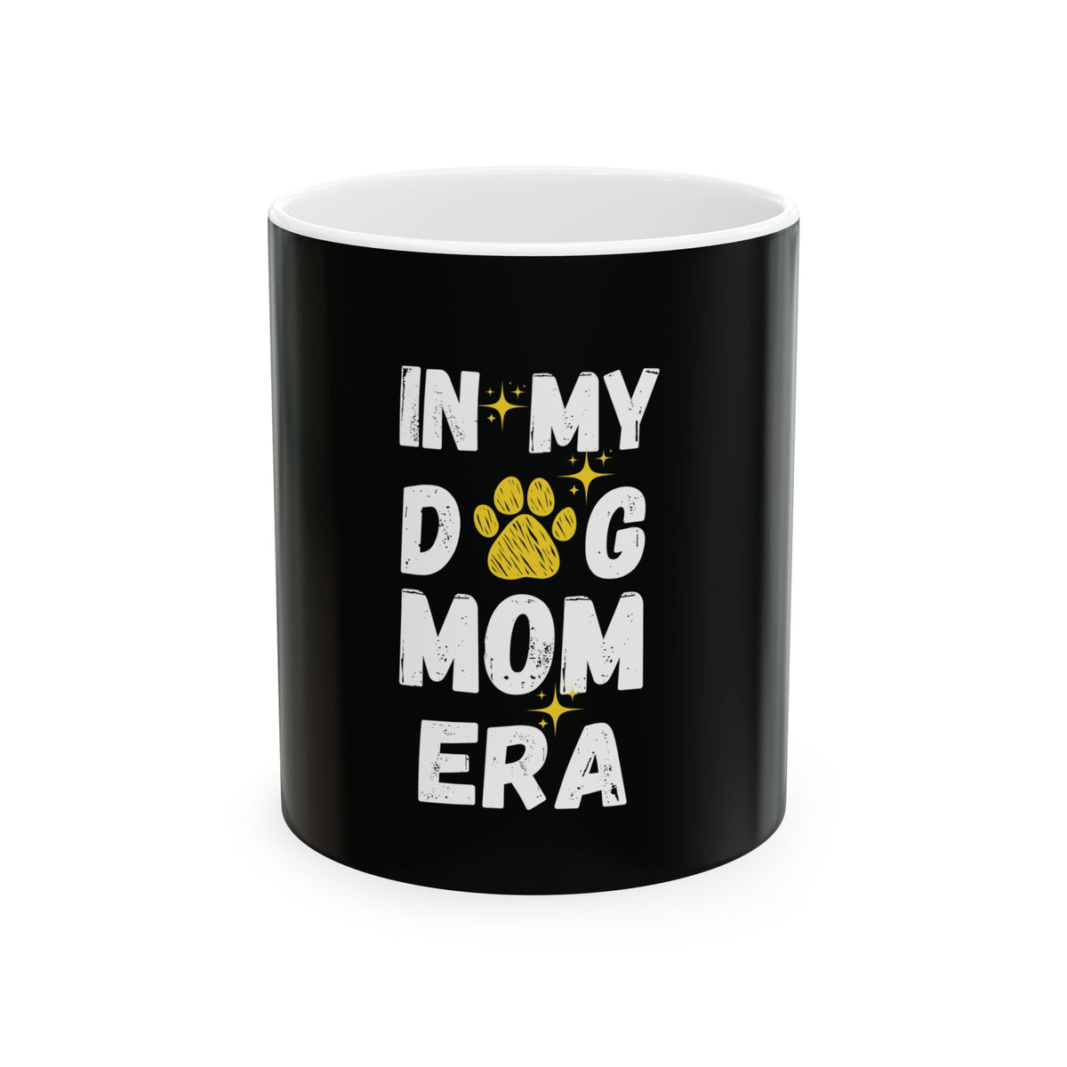 In My Dog Mama Era Funny Paw Art In Yellow - Funny Pet Lover Tee for Dog Moms | Pet Lovers Cute Pet Tees Animal Moms Apparel Dog Lovers - Paw Print Lovers - Pet Lovers Mug Ceramic Mug, (11oz, 15oz)