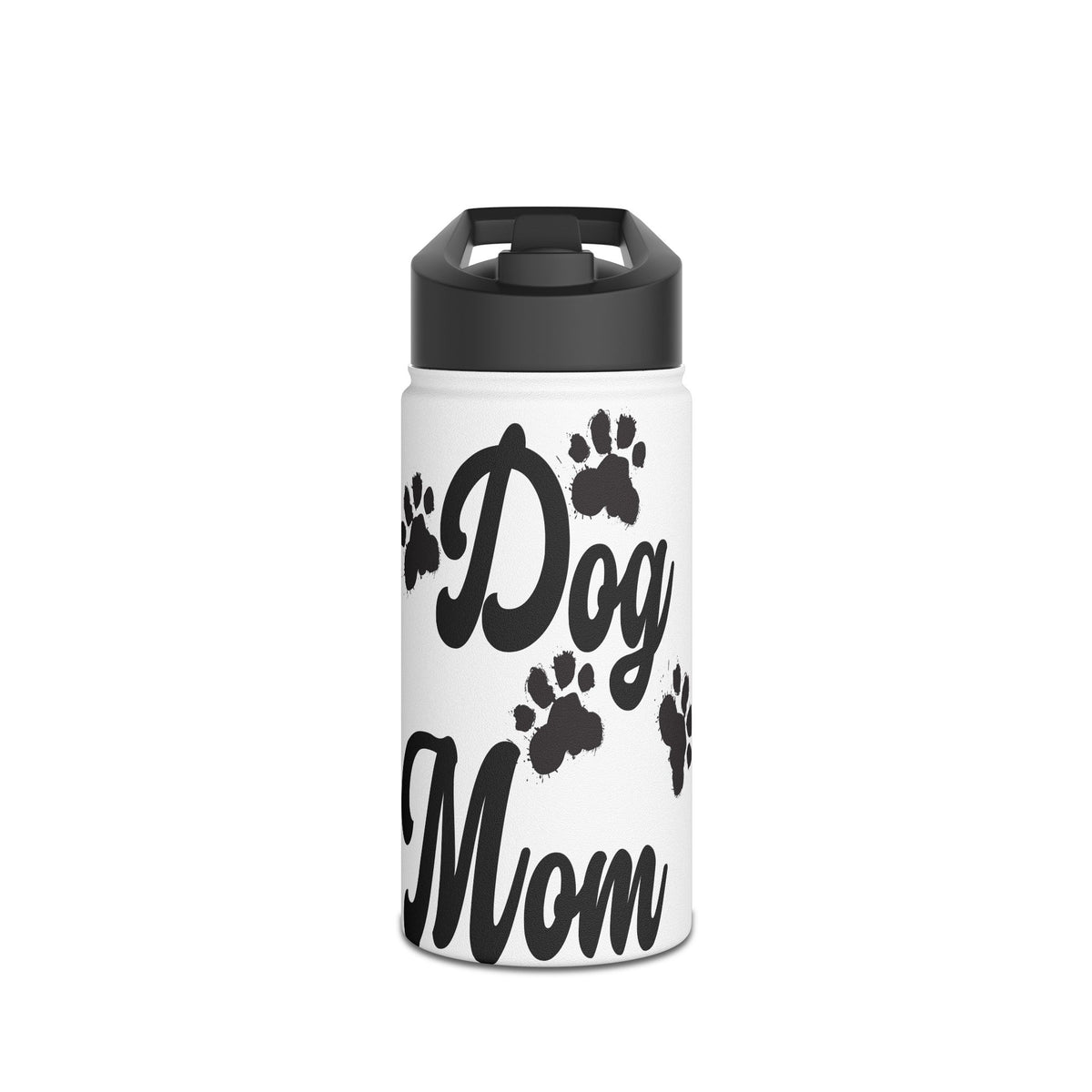 Dog Mom Paw Print For Dog Lovers - Paw Print With Dog Mom Text Stainless Steel Water Bottle, Standard Lid