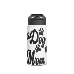 Dog Mom Paw Print For Dog Lovers - Paw Print With Dog Mom Text Stainless Steel Water Bottle, Standard Lid