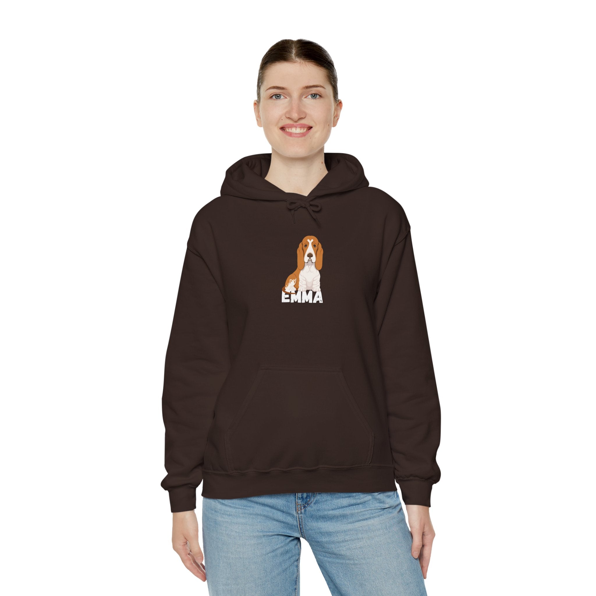 "Emma" Cute Dog Perfect for Proud Dog Moms | Pet Lovers Cute Pet Tees Animal Moms Women’s Apparel - Pet Lovers Hoodie - Dog Paw Lovers Unisex Heavy Blend™ Hooded Sweatshirt