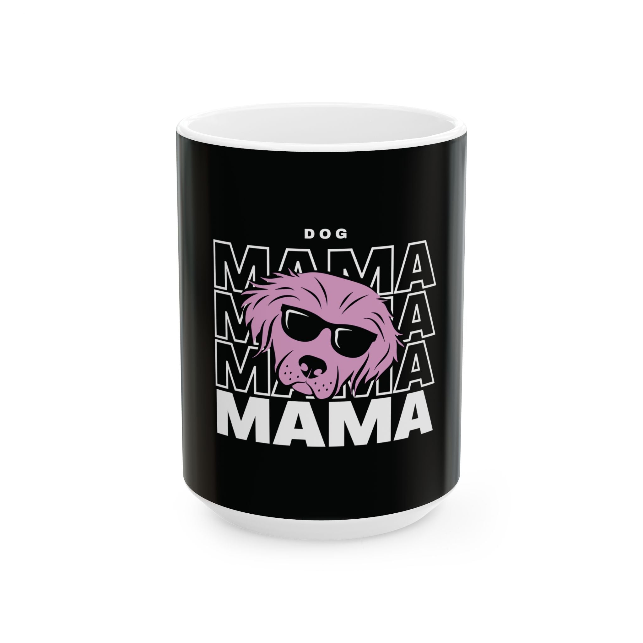 Cool "Dog Mama" T-Shirt with Pink Pup Design - Perfect for Dog Moms Woman | Animal Moms Apparel Dog Lovers - Paw Print Lovers - Pet Lovers Mug Ceramic Mug, (11oz, 15oz)