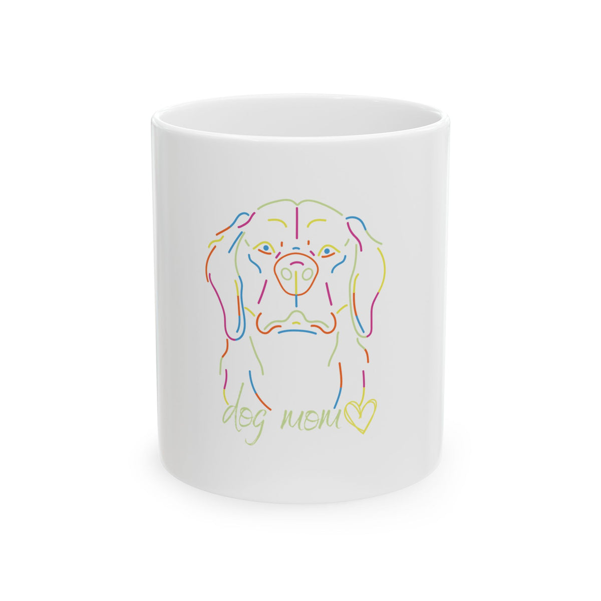 Dog Mom Colorful Neon Printed Lines Make Dog Face Print For Dog Lovers - Paw Print Lovers - Pet Lovers Mug Ceramic Mug, (11oz, 15oz)