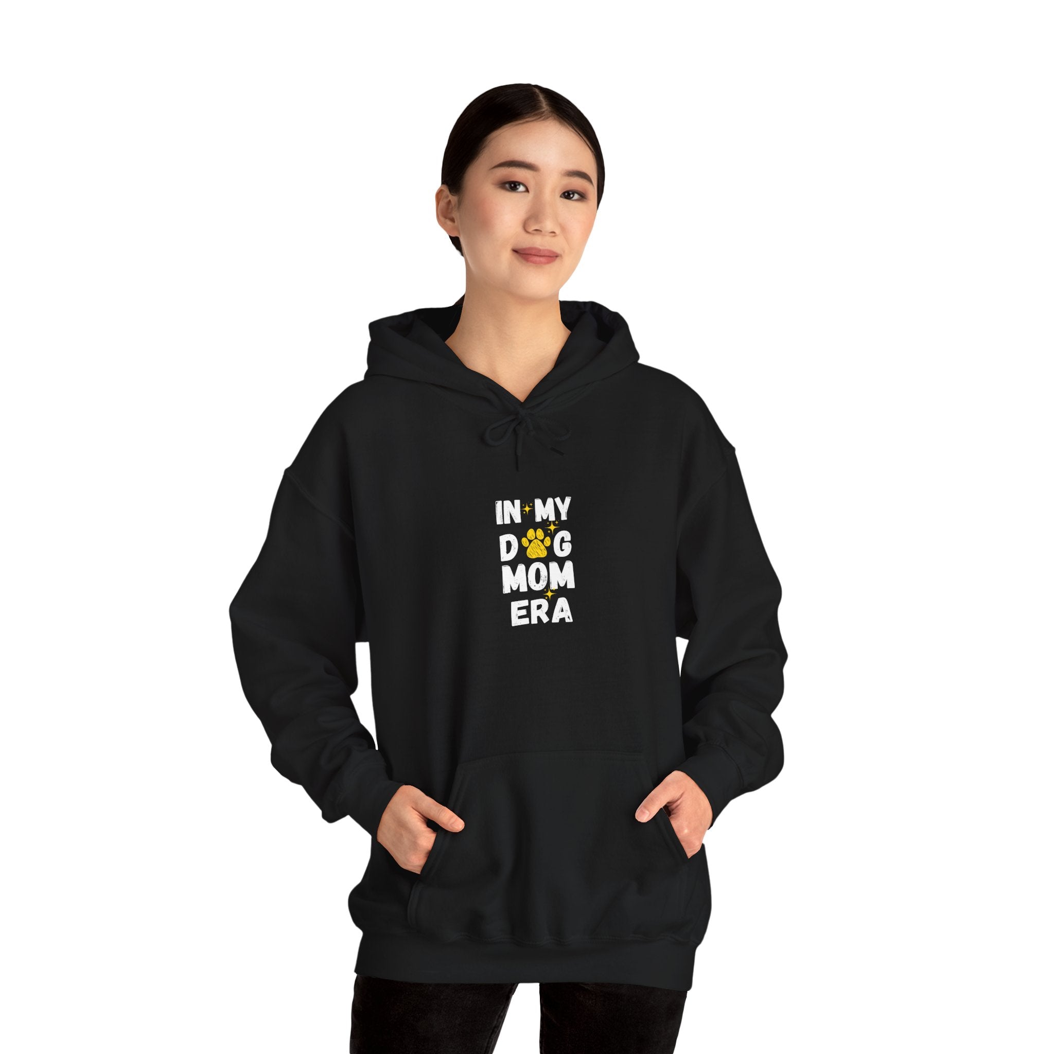 In My Dog Mama Era Funny Paw Art In Yellow - Funny Pet Lover Tee for Dog Moms | Pet Lovers Cute Pet Tees Animal Moms Women’s Apparel - Pet Lovers Hoodie - Dog Paw Lovers Unisex Heavy Blend™ Hooded Sweatshirt