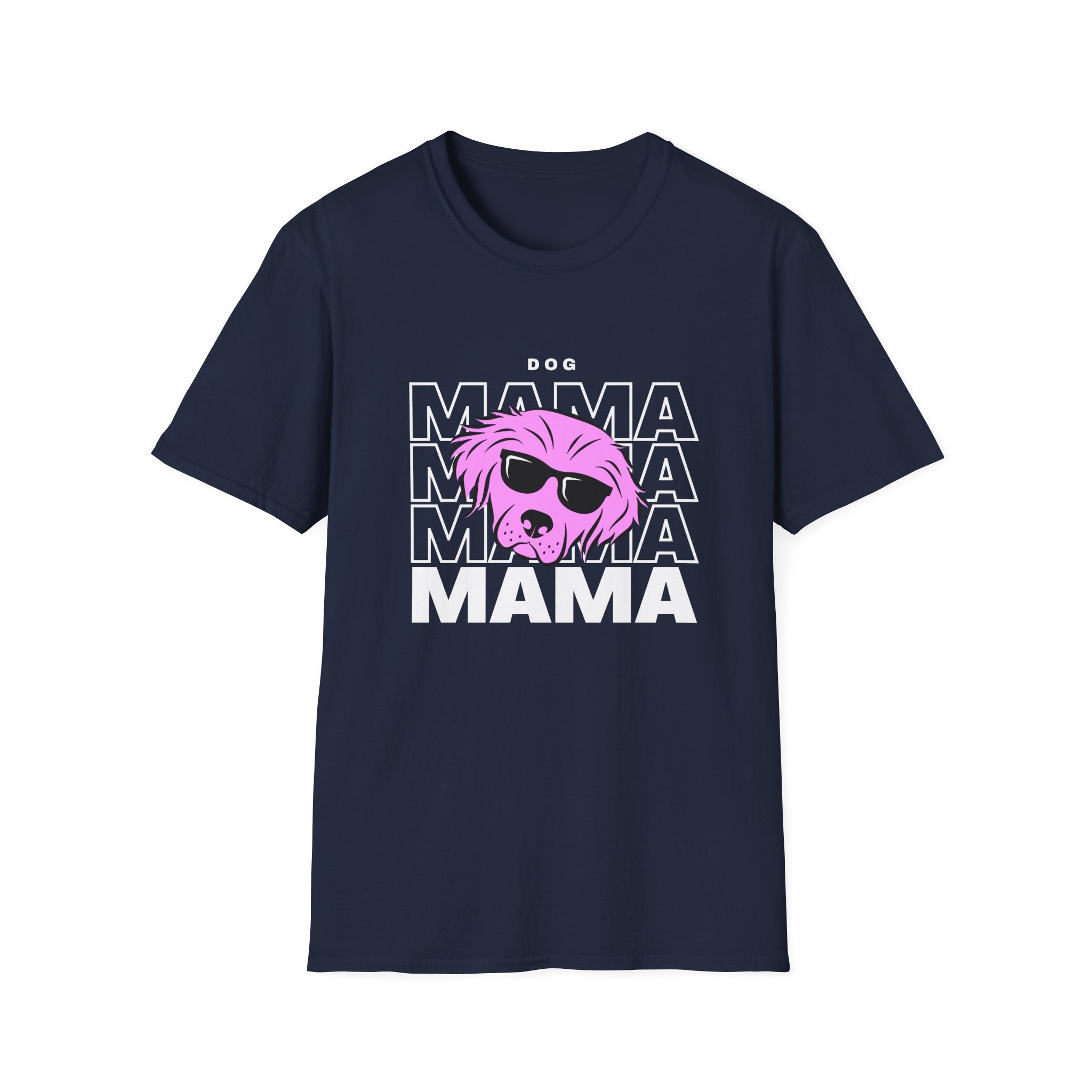 Cool "Dog Mama" T-Shirt with Pink Pup Design - Perfect for Dog Moms Woman | Animal Moms - Dog Lover Paw Shirt - Dog Mom Paw Lover Shirt - Unisex Softstyle T-Shirt