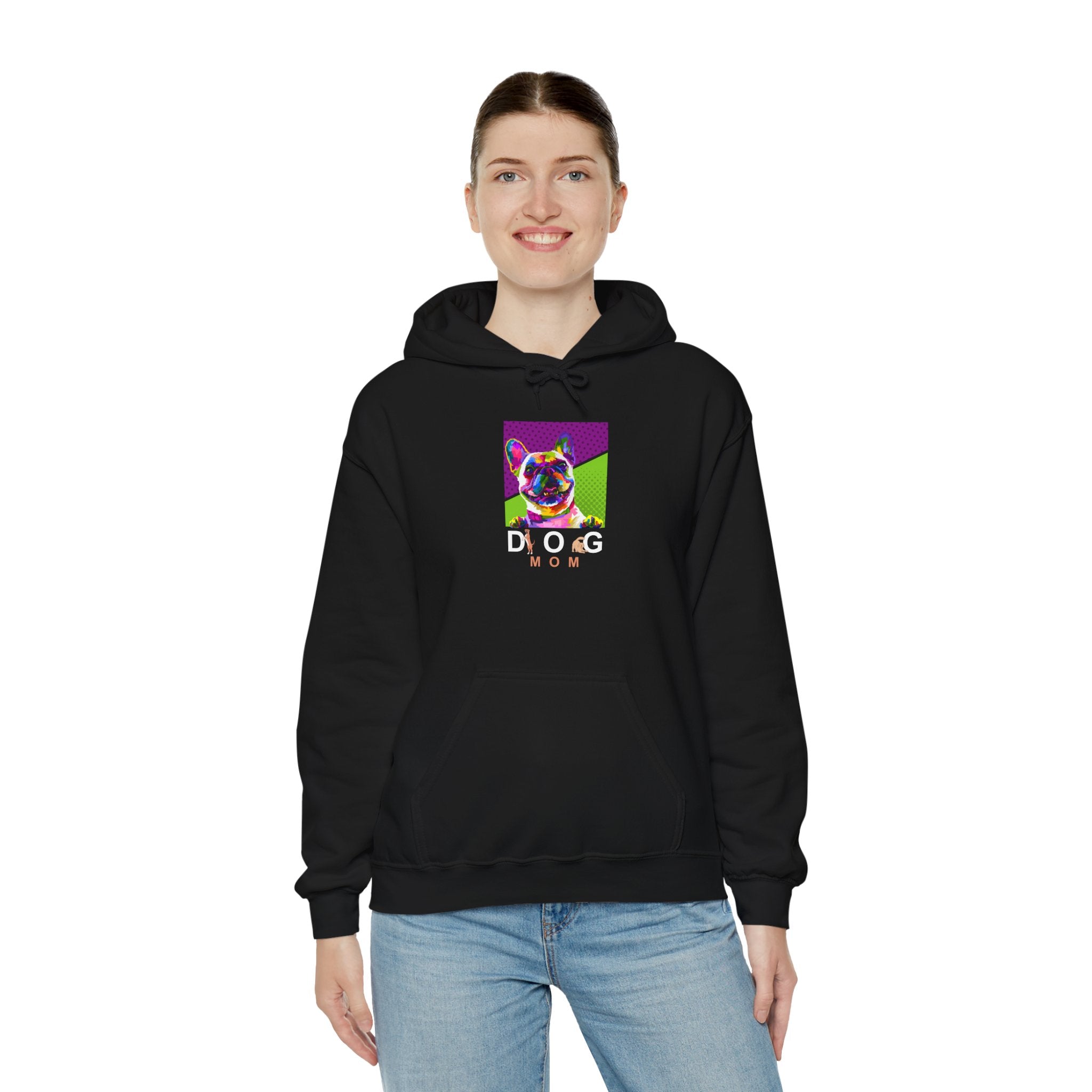 Dog Mom Cool Colorful Dog Printed on Women’s Apparel - Pet Lovers Hoodie - Dog Paw Lovers Unisex Heavy Blend™ Hooded Sweatshirt