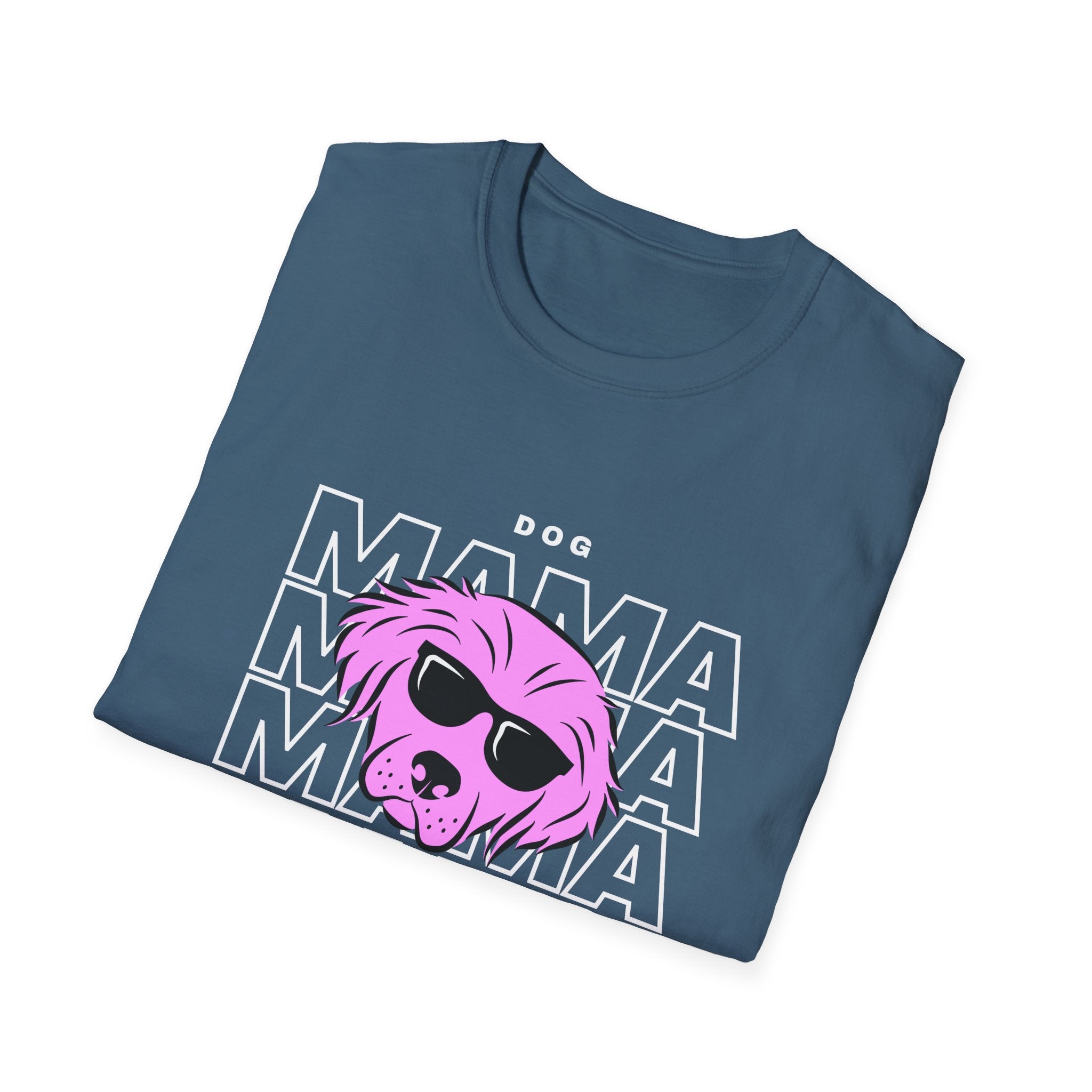 Cool "Dog Mama" T-Shirt with Pink Pup Design - Perfect for Dog Moms Woman | Animal Moms - Dog Lover Paw Shirt - Dog Mom Paw Lover Shirt - Unisex Softstyle T-Shirt