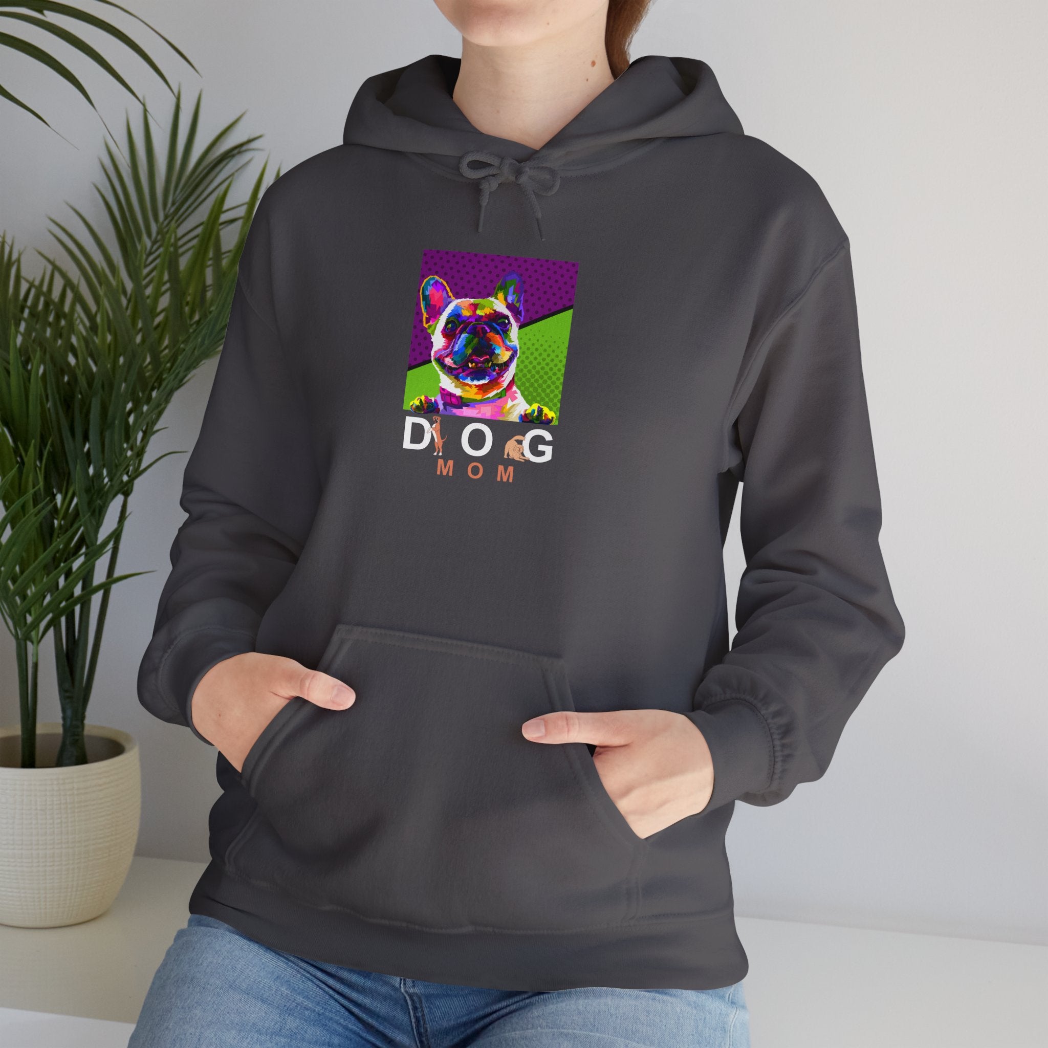 Dog Mom Cool Colorful Dog Printed on Women’s Apparel - Pet Lovers Hoodie - Dog Paw Lovers Unisex Heavy Blend™ Hooded Sweatshirt