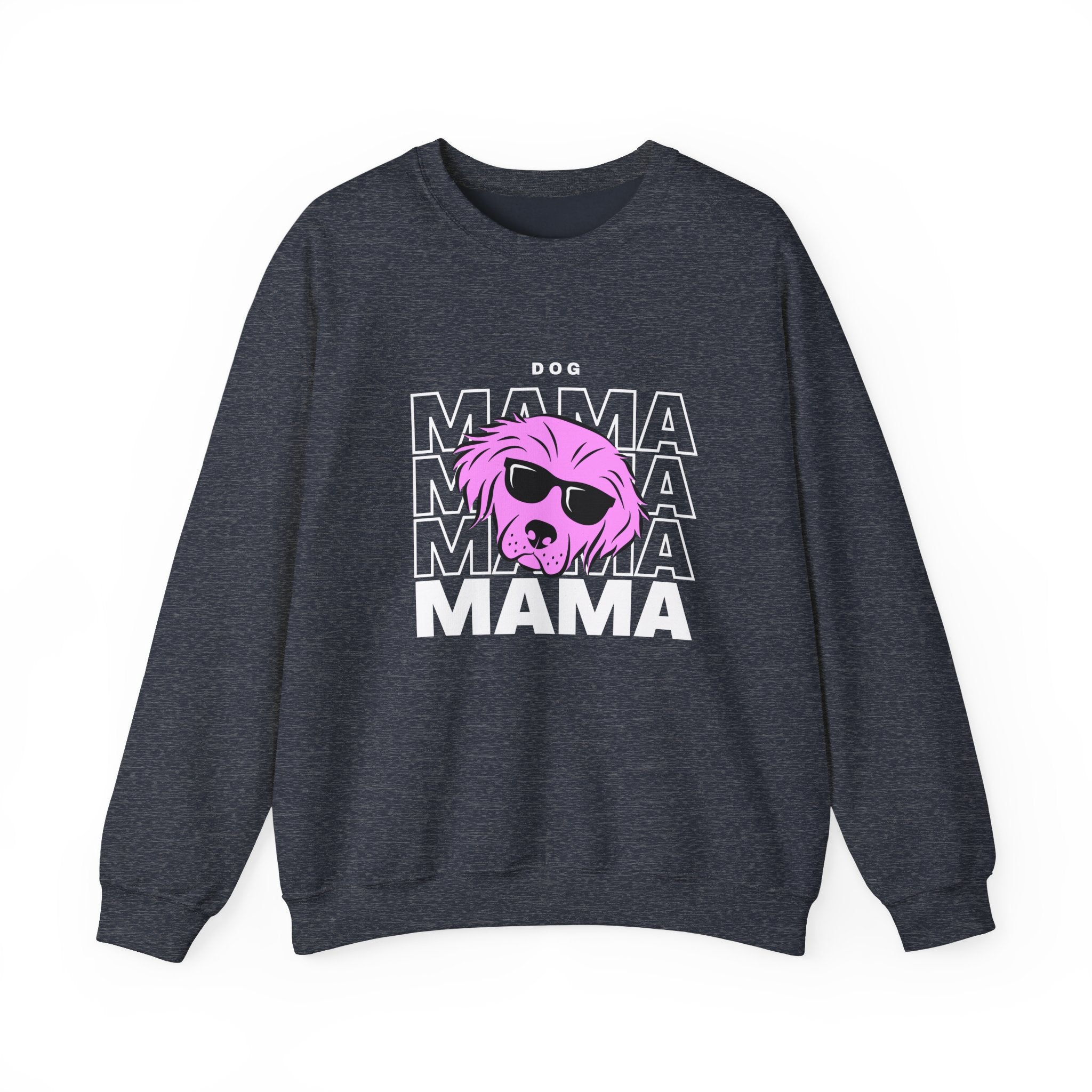 Cool "Dog Mama" T-Shirt with Pink Pup Design - Perfect for Dog Moms Woman | Animal Moms | Animal Moms - Dog Owners Sweatshirt - Dog Lovers Sweatshirt - Unisex Heavy Blend™ Crewneck Sweatshirt