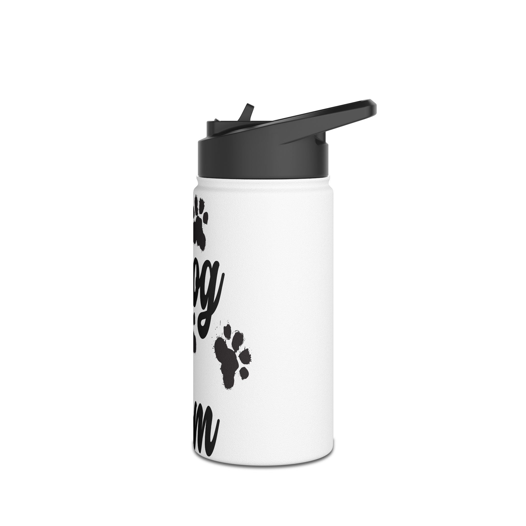 Dog Mom Paw Print For Dog Lovers - Paw Print With Dog Mom Text Stainless Steel Water Bottle, Standard Lid