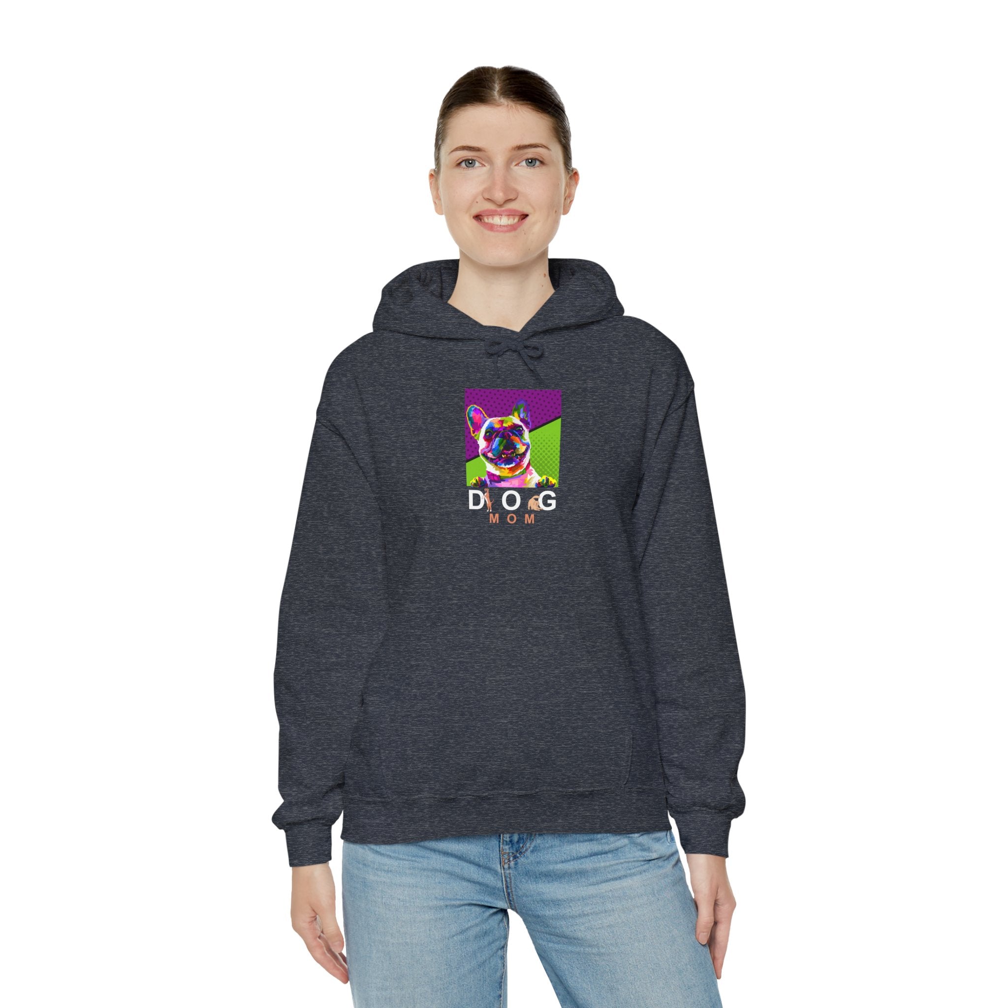 Dog Mom Cool Colorful Dog Printed on Women’s Apparel - Pet Lovers Hoodie - Dog Paw Lovers Unisex Heavy Blend™ Hooded Sweatshirt