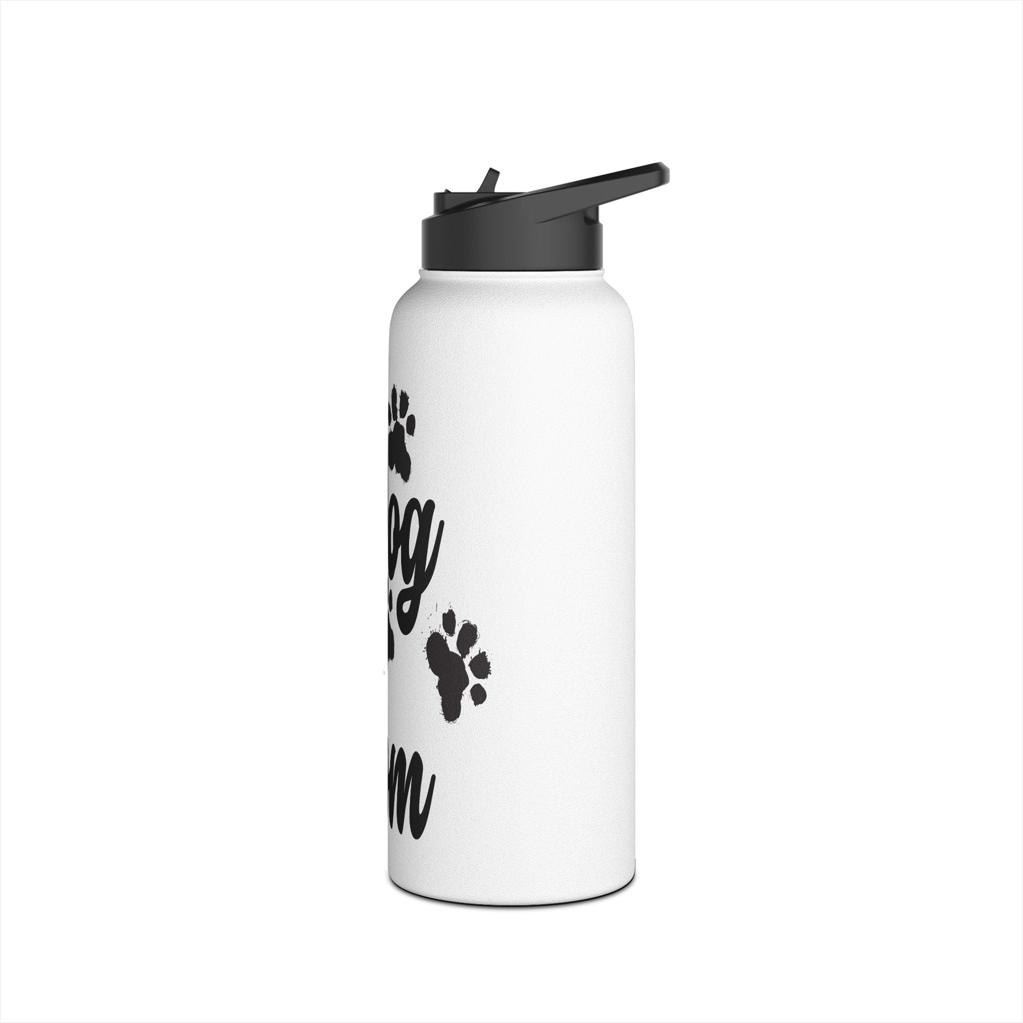 Dog Mom Paw Print For Dog Lovers - Paw Print With Dog Mom Text Stainless Steel Water Bottle, Standard Lid