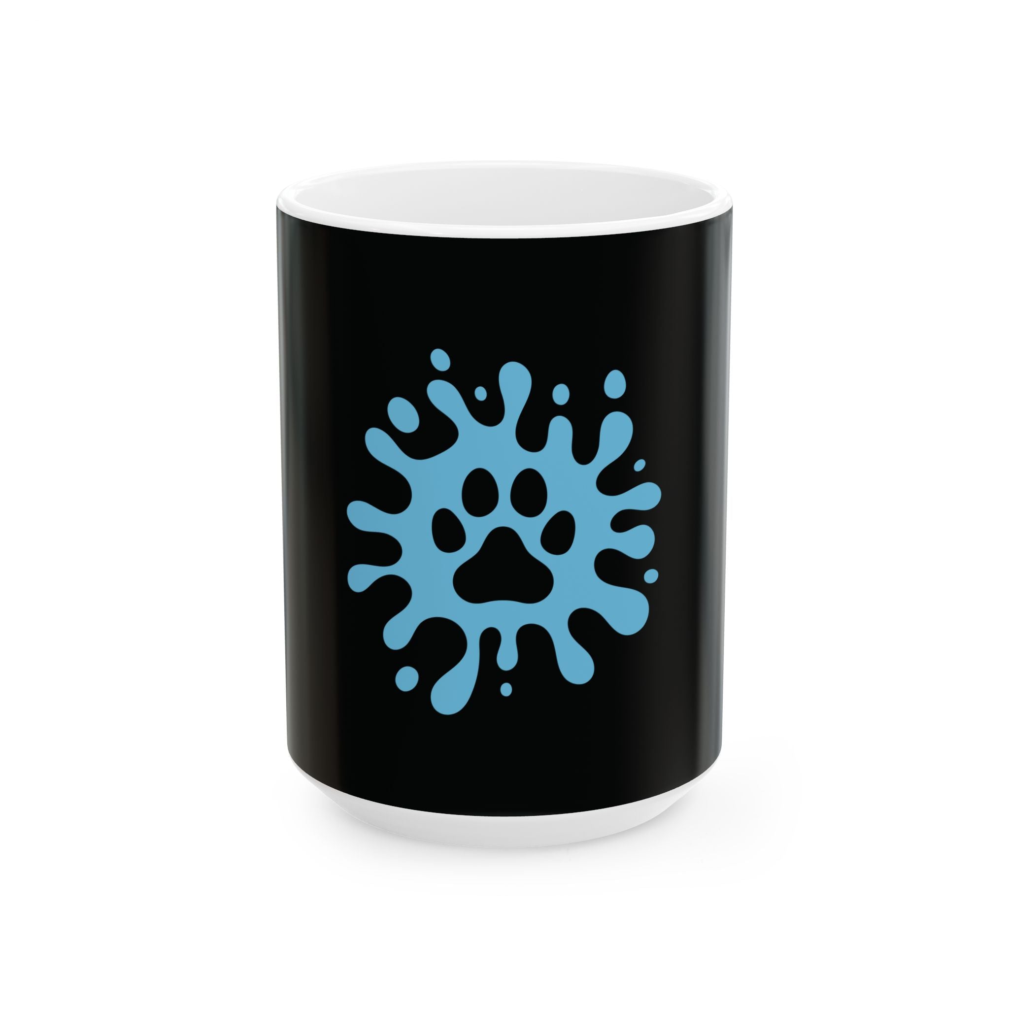 Dog Mom  Minimalist Blue Paw Print Splash Design for Proud Pet Lovers Pet Lovers Cute Pet Tees Animal Moms Apparel Dog Lovers - Paw Print Lovers - Pet Lovers Mug Ceramic Mug, (11oz, 15oz)