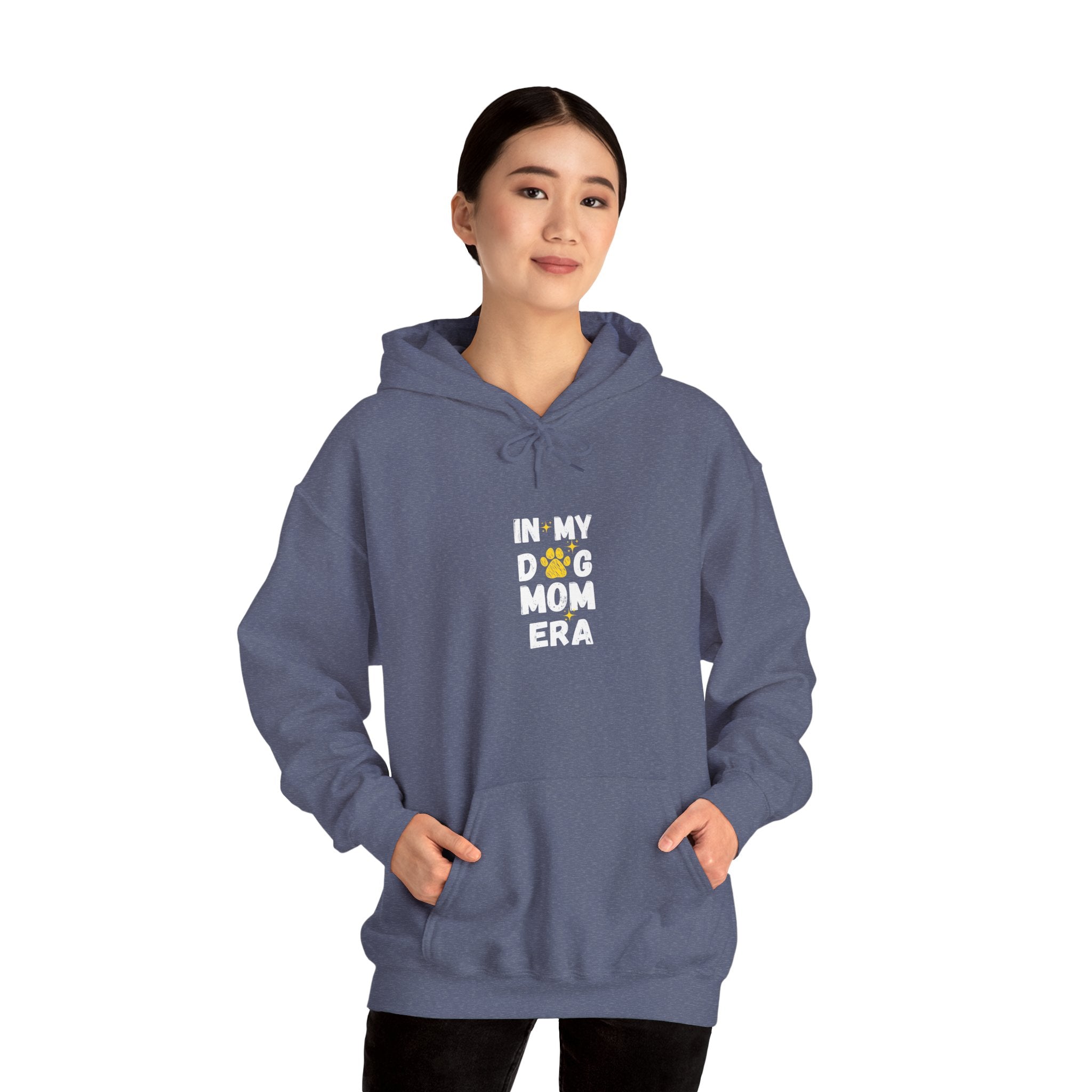 In My Dog Mama Era Funny Paw Art In Yellow - Funny Pet Lover Tee for Dog Moms | Pet Lovers Cute Pet Tees Animal Moms Women’s Apparel - Pet Lovers Hoodie - Dog Paw Lovers Unisex Heavy Blend™ Hooded Sweatshirt