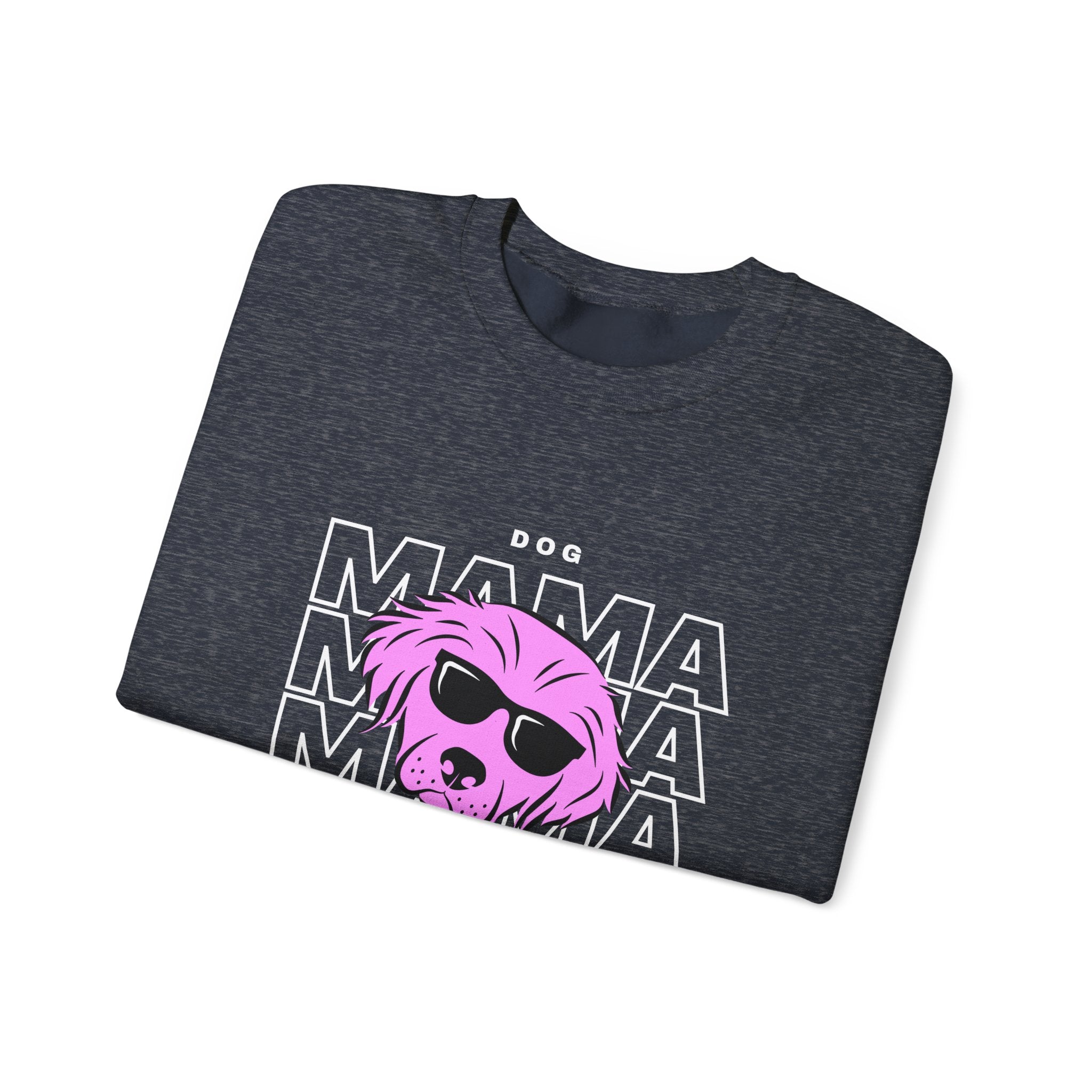 Cool "Dog Mama" T-Shirt with Pink Pup Design - Perfect for Dog Moms Woman | Animal Moms | Animal Moms - Dog Owners Sweatshirt - Dog Lovers Sweatshirt - Unisex Heavy Blend™ Crewneck Sweatshirt