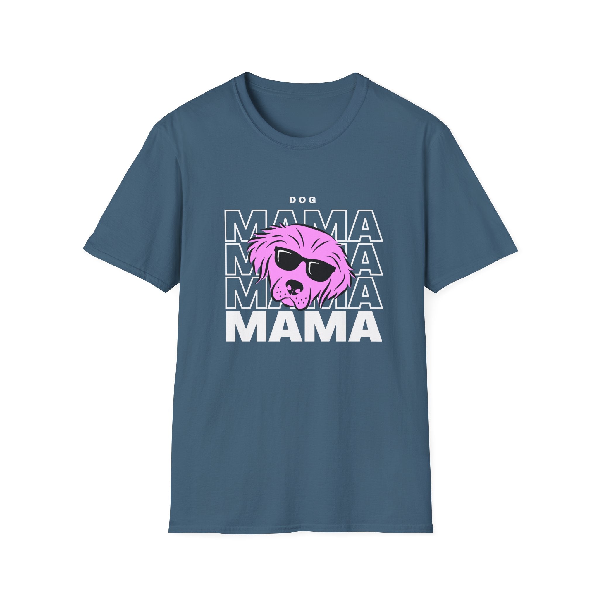 Cool "Dog Mama" T-Shirt with Pink Pup Design - Perfect for Dog Moms Woman | Animal Moms - Dog Lover Paw Shirt - Dog Mom Paw Lover Shirt - Unisex Softstyle T-Shirt