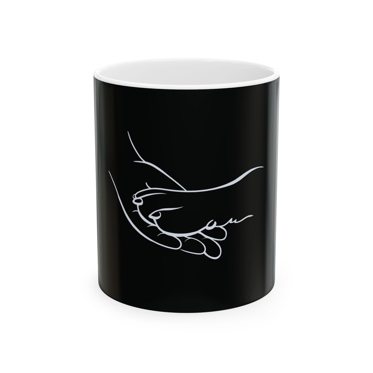 Minimal Art of Man Hand With Dog Paw Doing HighFive - Funny Pet Lover Tee for Dog Moms | Pet Lovers Cute Pet Tees Animal Moms Apparel Dog Lovers - Paw Print Lovers - Pet Lovers Mug Ceramic Mug, (11oz, 15oz)