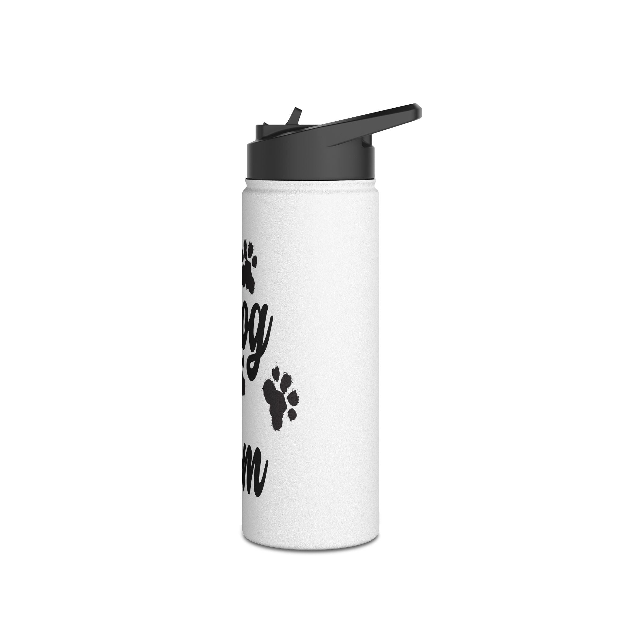 Dog Mom Paw Print For Dog Lovers - Paw Print With Dog Mom Text Stainless Steel Water Bottle, Standard Lid